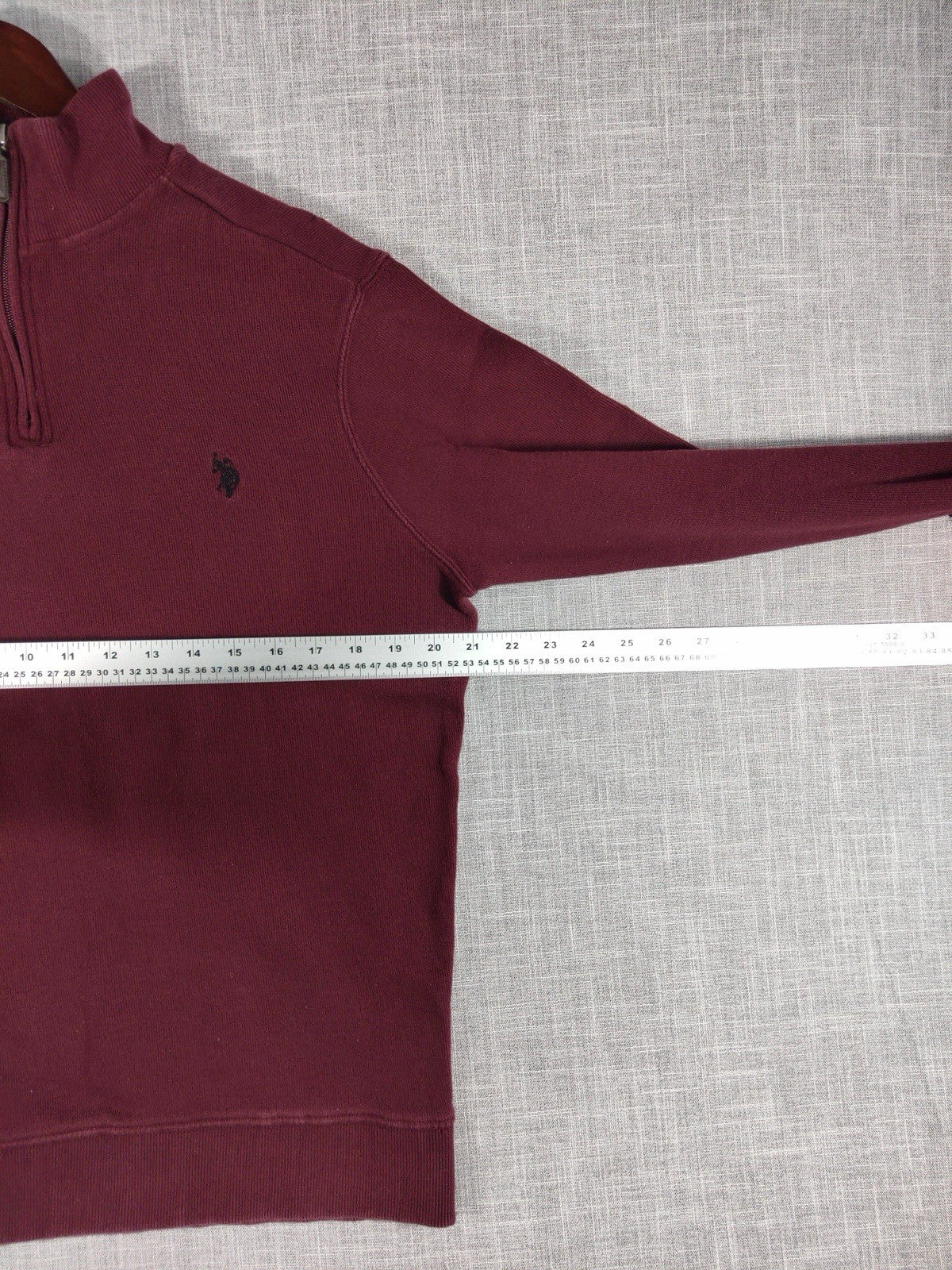 US Polo Assn Mock Neck Wine Red Pullover Quarter Zip Long Sleeves Mens Medium