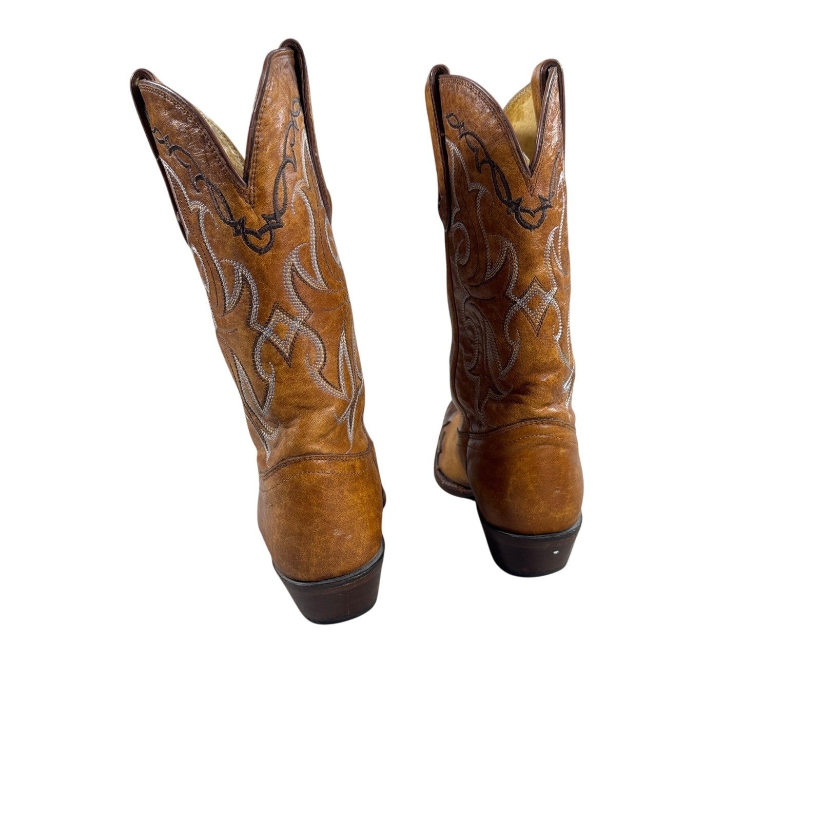 Tony Lama Leather Boots mens 6.5 Brown 2 Tone Western