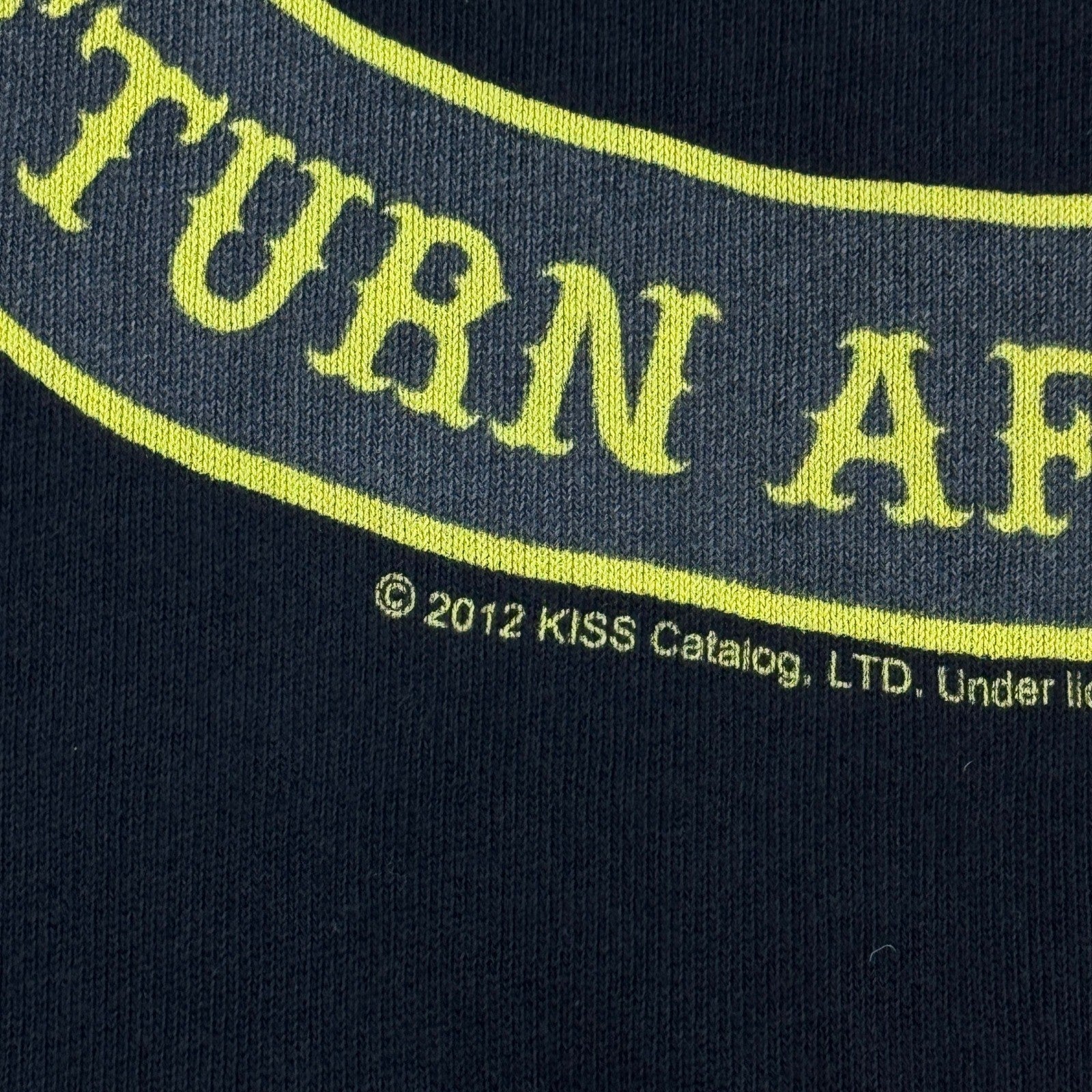 KISS Road Show 2012 Graphic Sweatshirt Womens Size 10 Black Gold Writing H&M