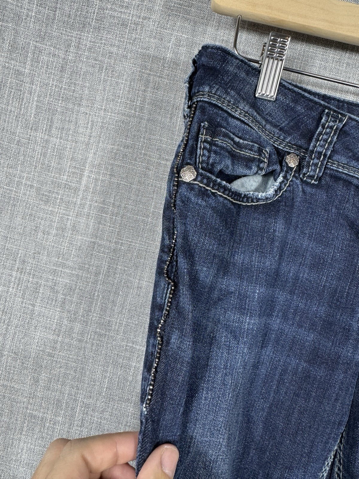 Silver Jeans Suki Slim Beaded Y2K Blue Distressed Womens 27x31