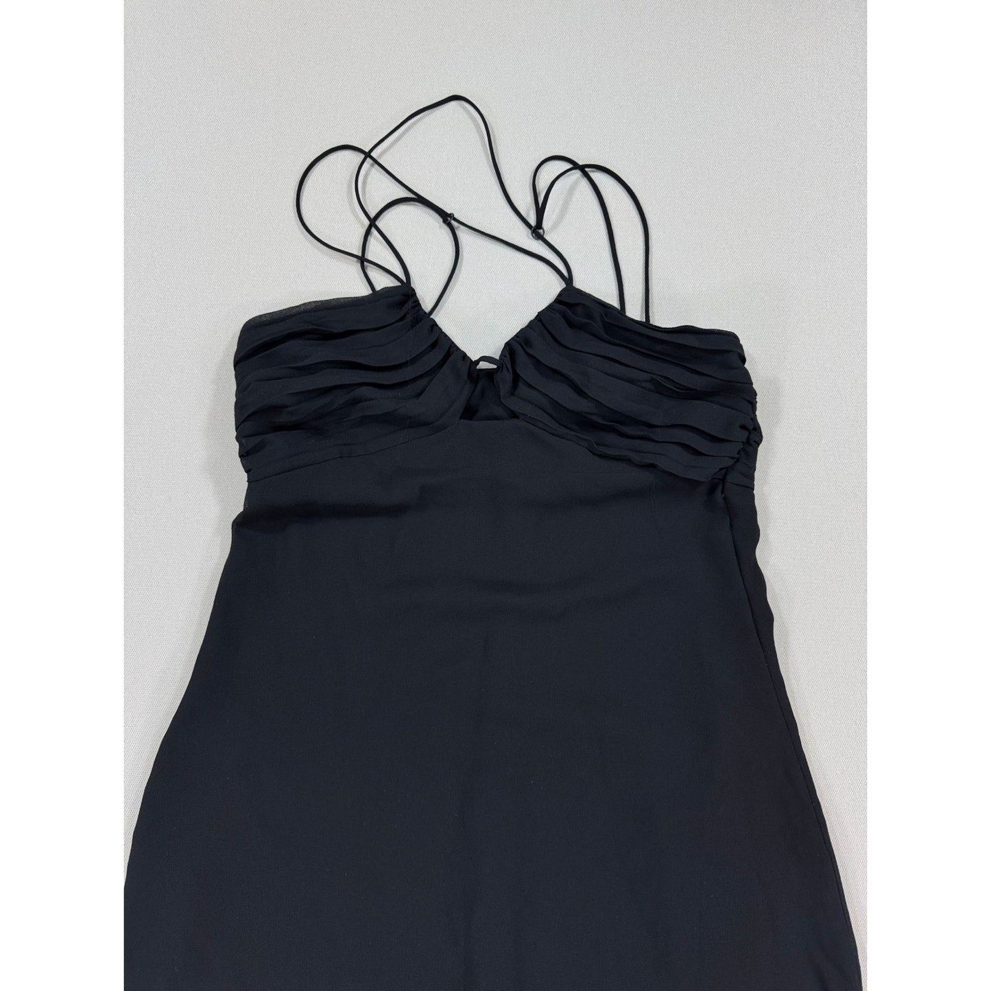 Zara Maxi Dress Womens XS Black Sleeveless Spaghetti Strap Halter Neck Bodycon