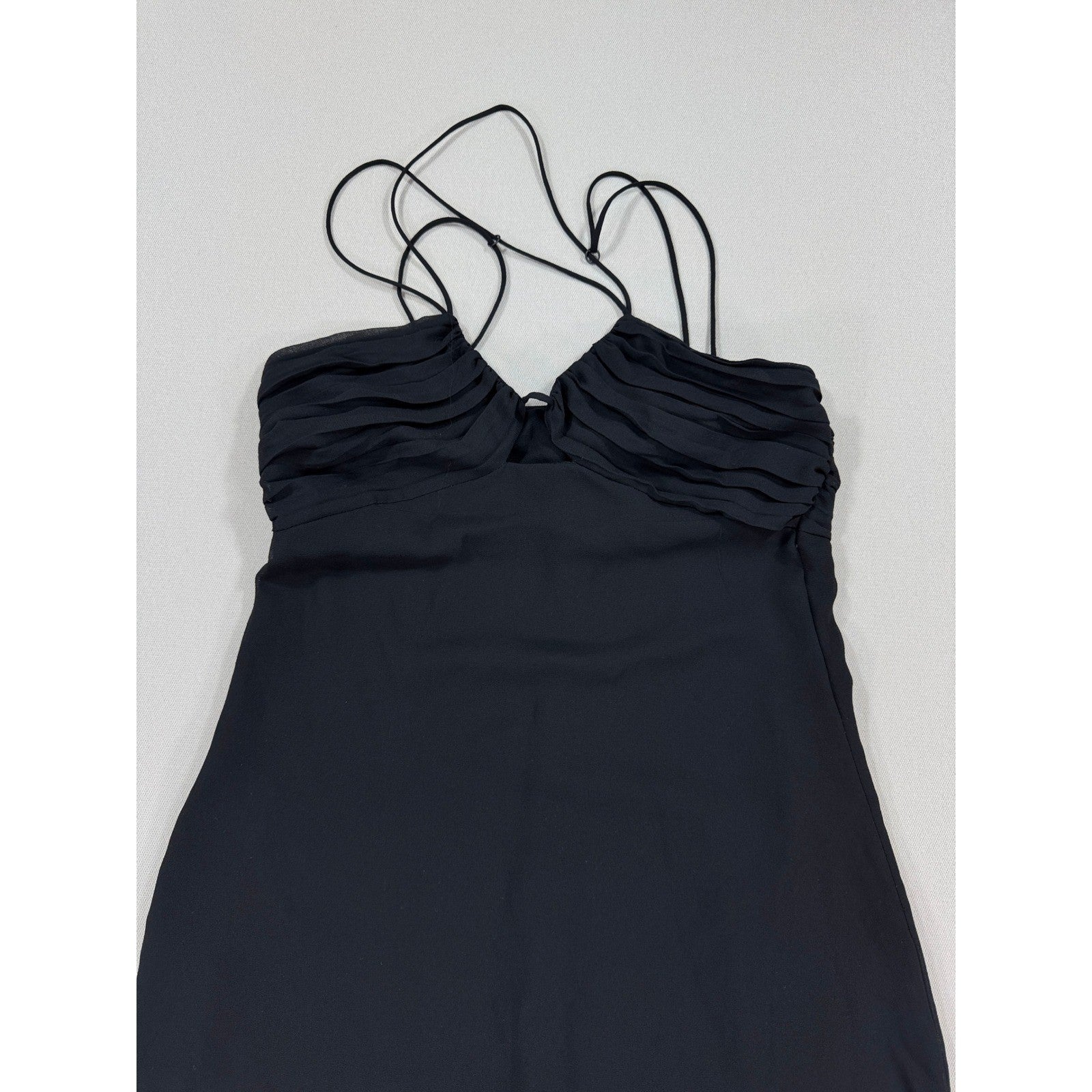 Zara Maxi Dress Womens XS Black Sleeveless Spaghetti Strap Halter Neck Bodycon