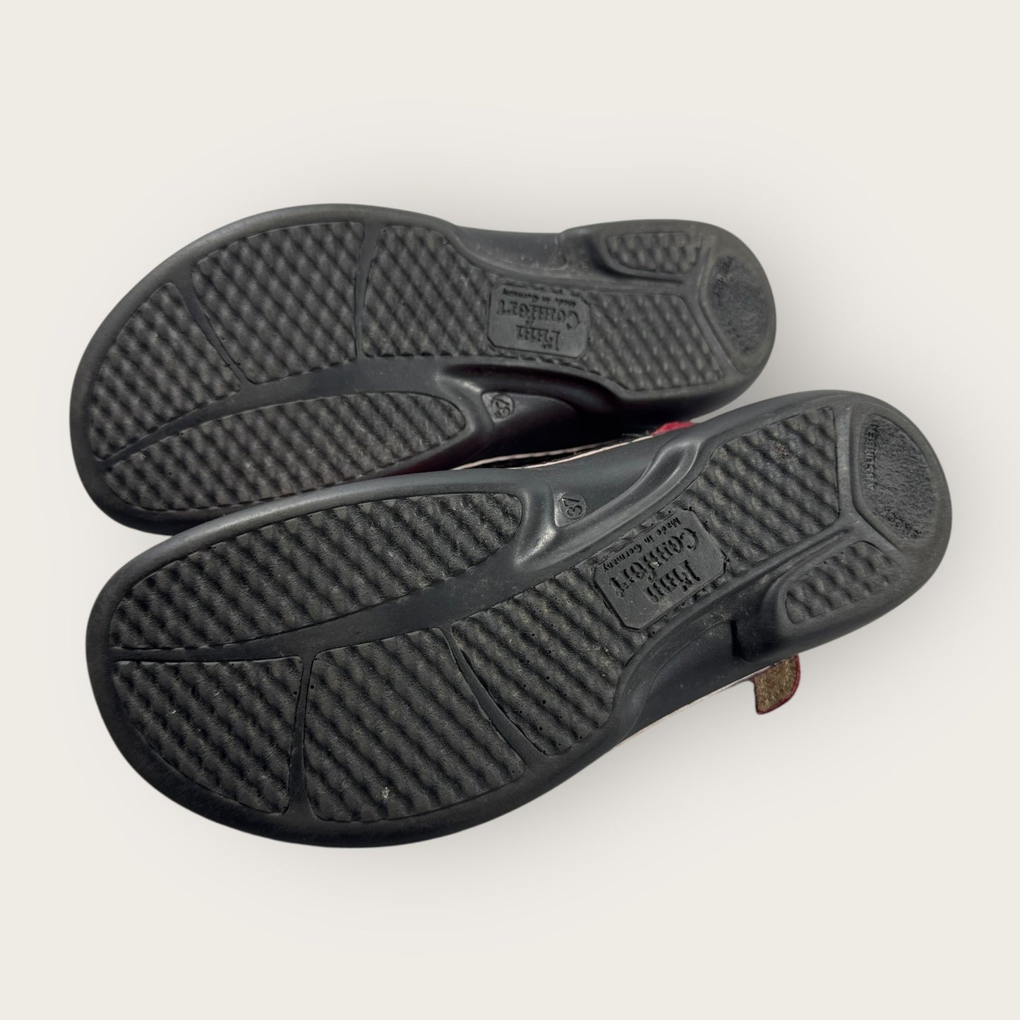 Finn Comfort Sandals Leather Womens Size 37 Red Hook & Loop Straps