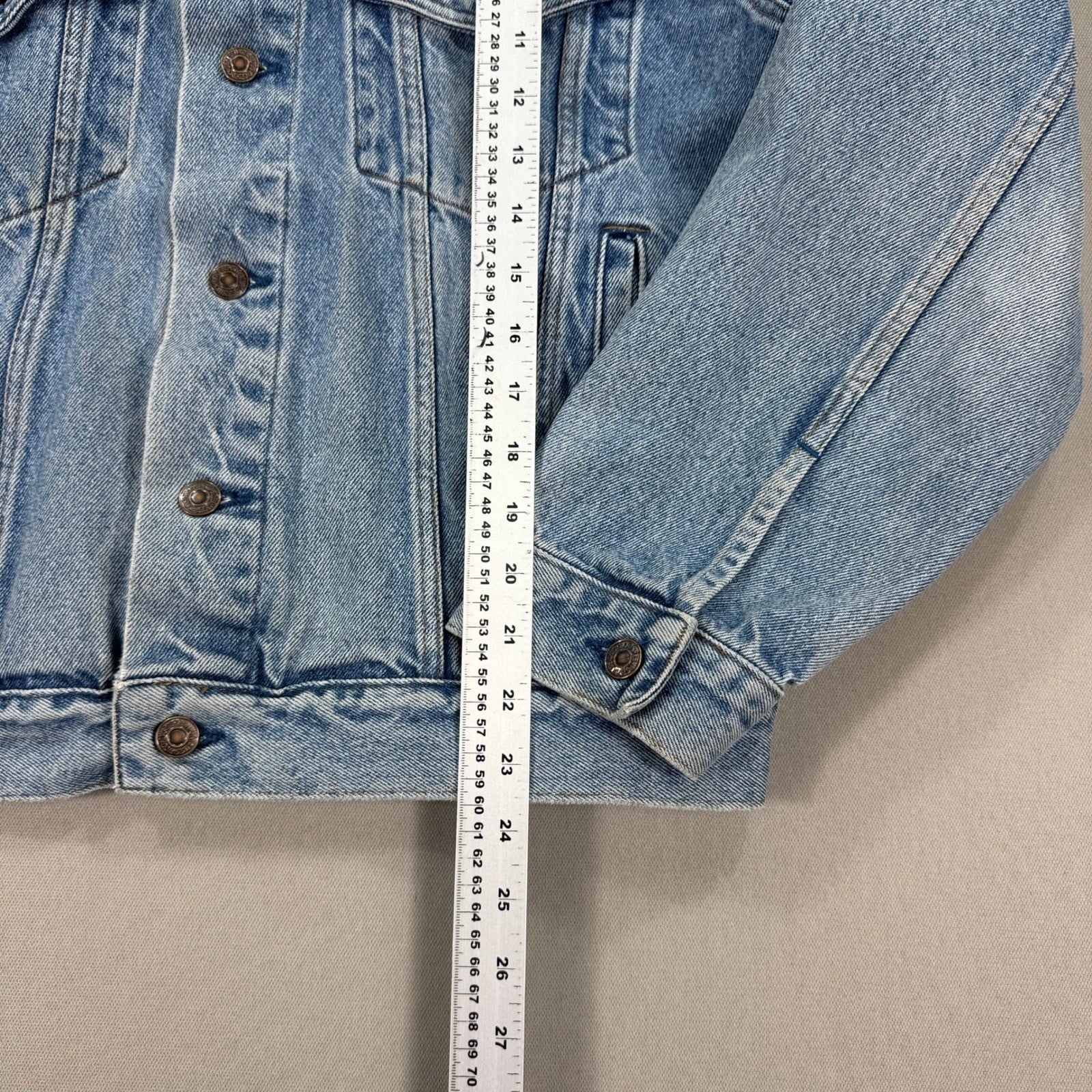 Vintage Levis Denim Trucker Jacket mens Small Light Wash Orange Tab 75515-0212