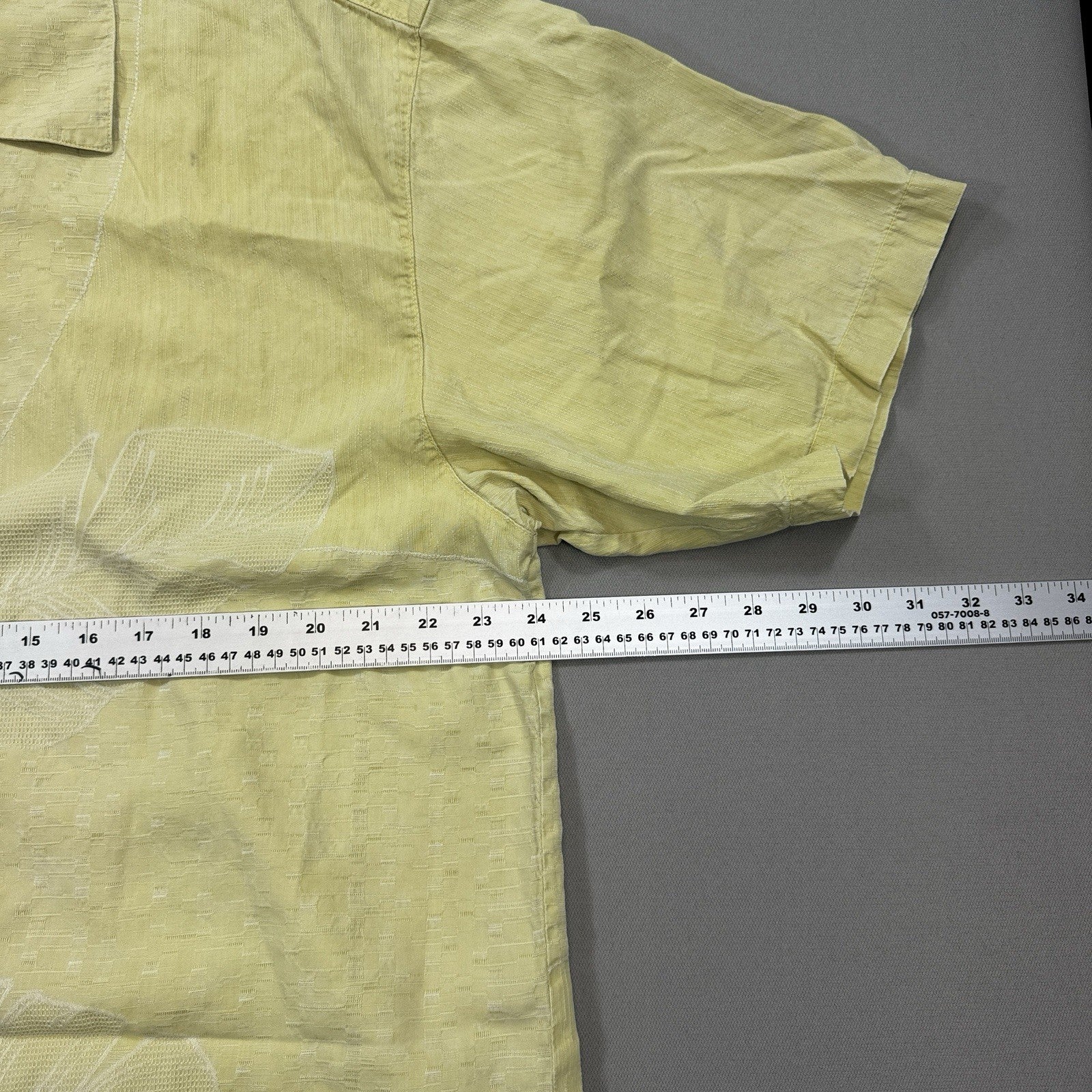 Tommy Bahama Hawaiian Shirt mens XL Yellow Button Up Tropical Beach Silk Blend