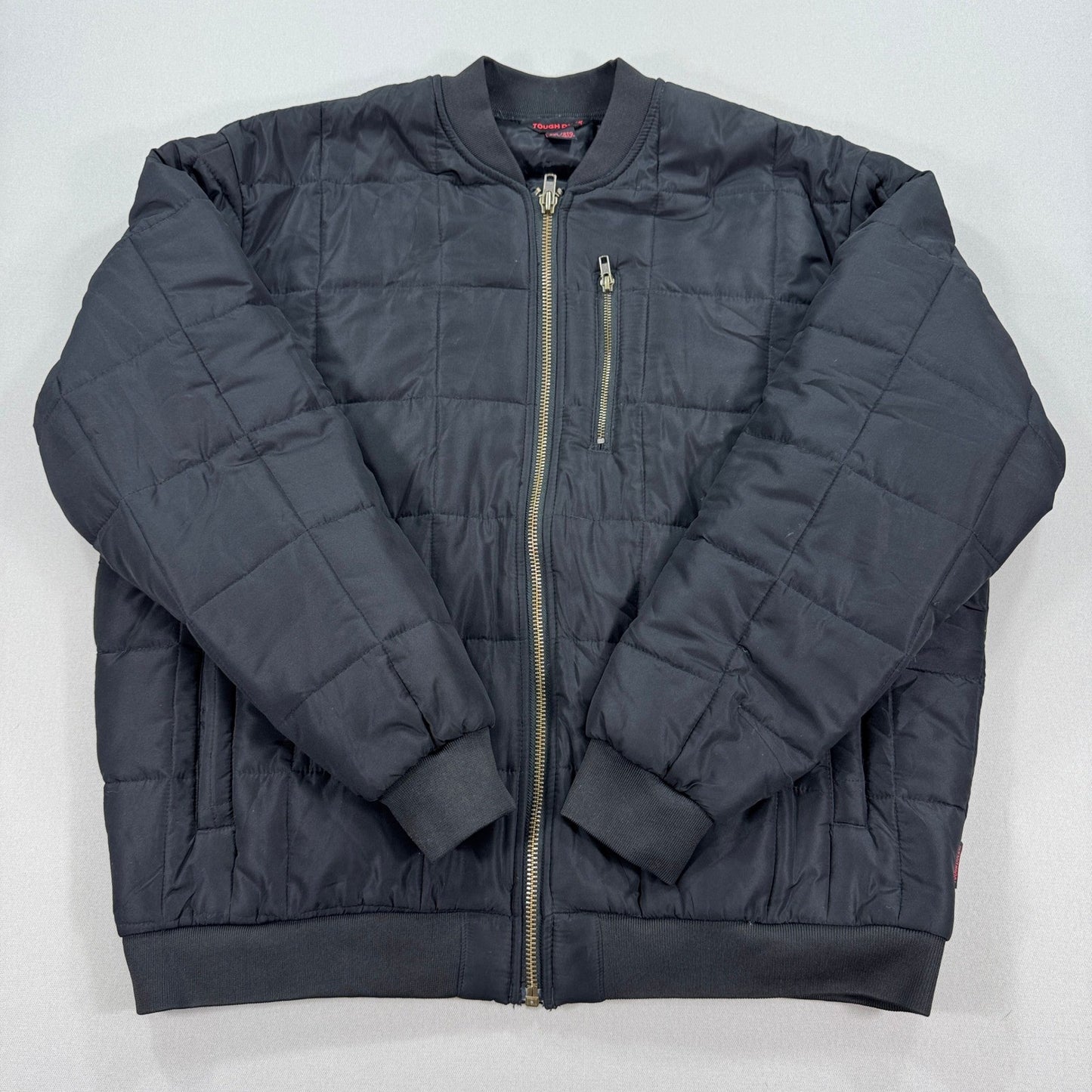Tough Duck Bomber Jacket Quilted Lined mens 2XL Black Full Zip Padded Insulated