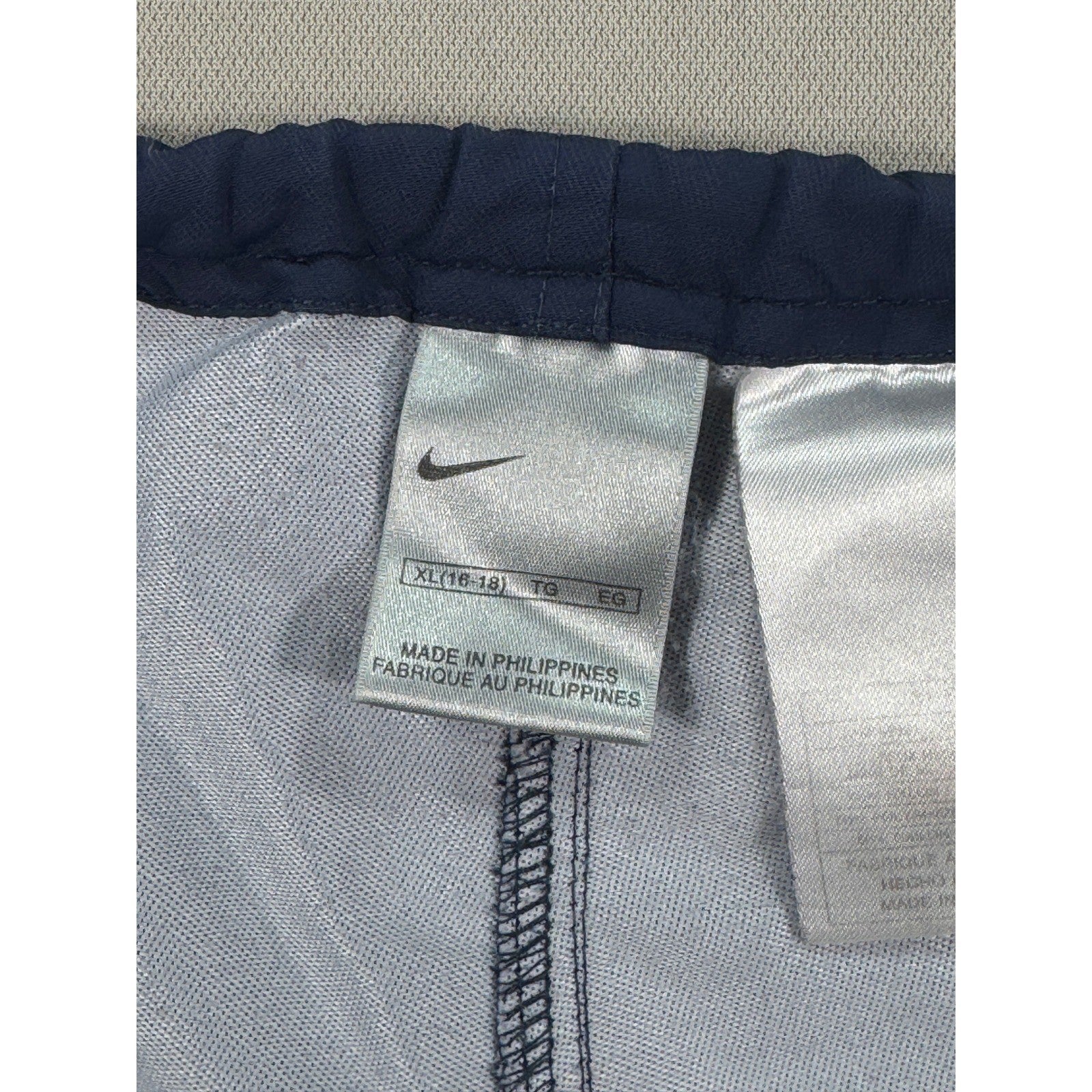 Vintage Nike Track Pants mens XL Navy Blue Full Zip Windbreaker Wide Leg Y2K