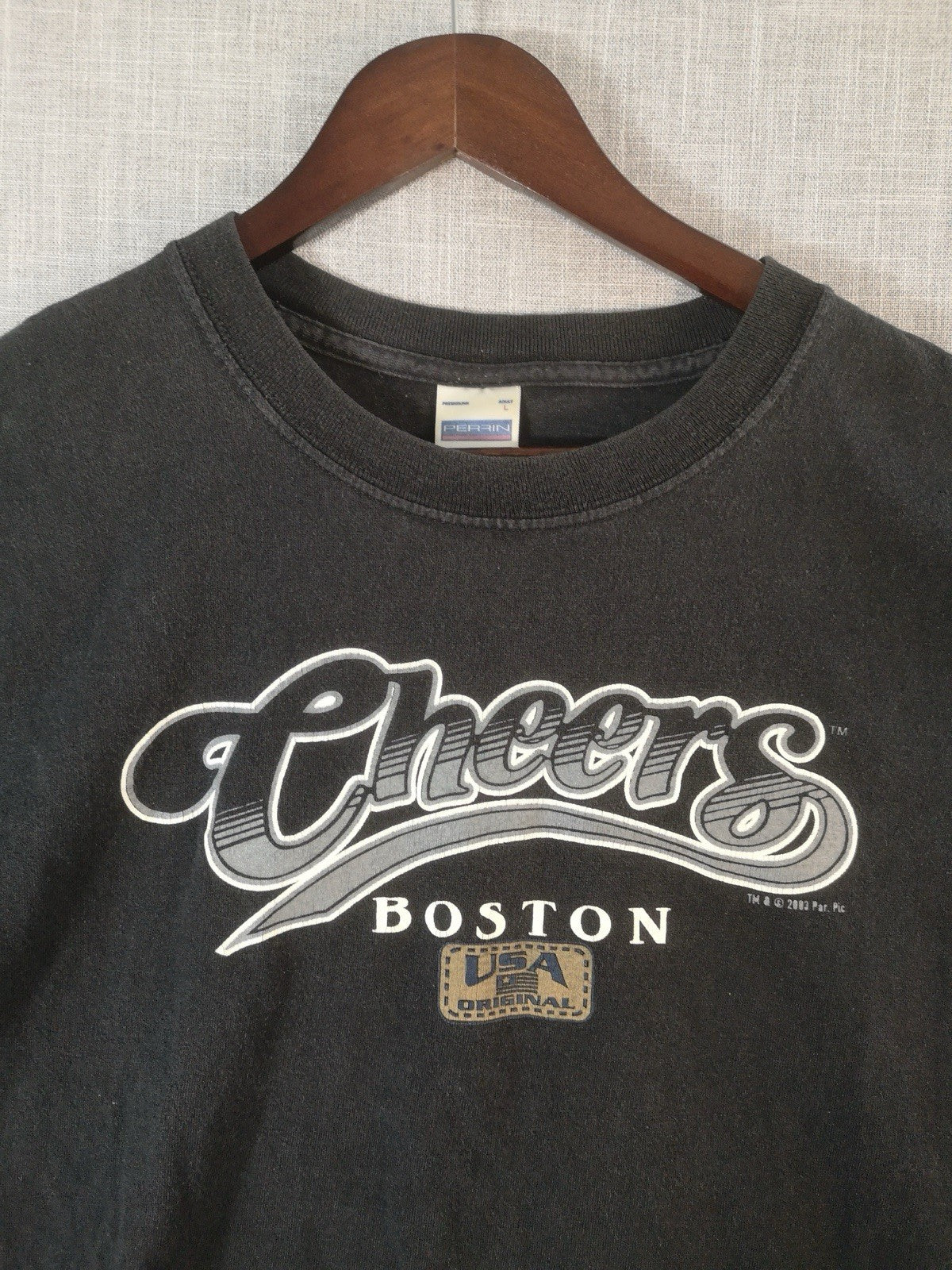 Cheers Boston TV Show Black T-Shirt Perrin Pro Weight Mens Large