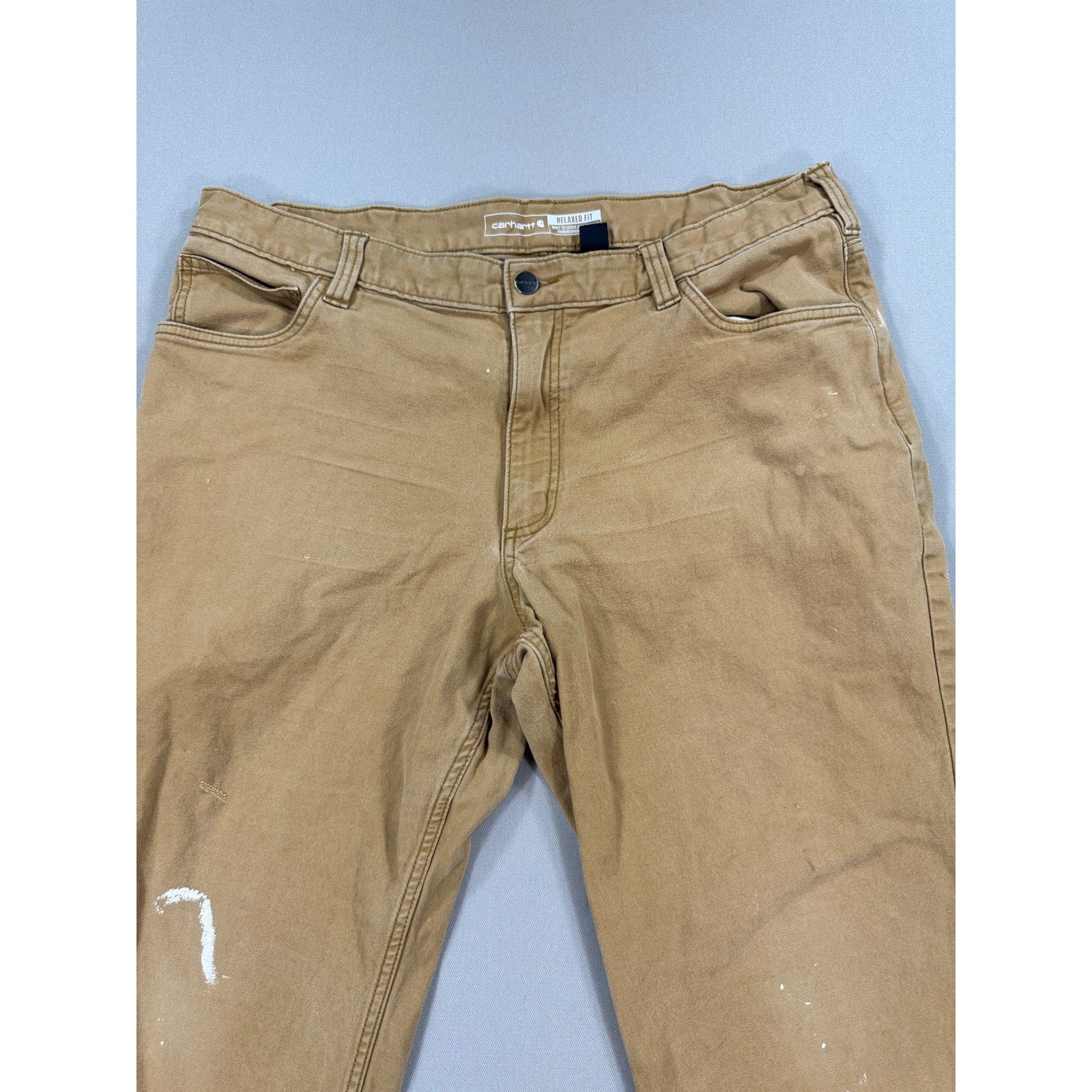 Carhartt Carpenter Work Pants Rugged Flex Relaxed Fit mens 38x30 Brown Canvas