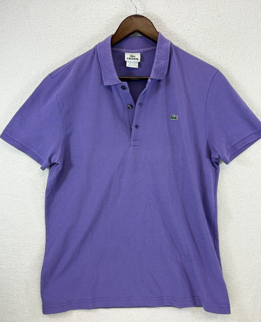 Lacoste Polo Shirt Mens 5 Purple Classic Fit Crocodile Embroidered