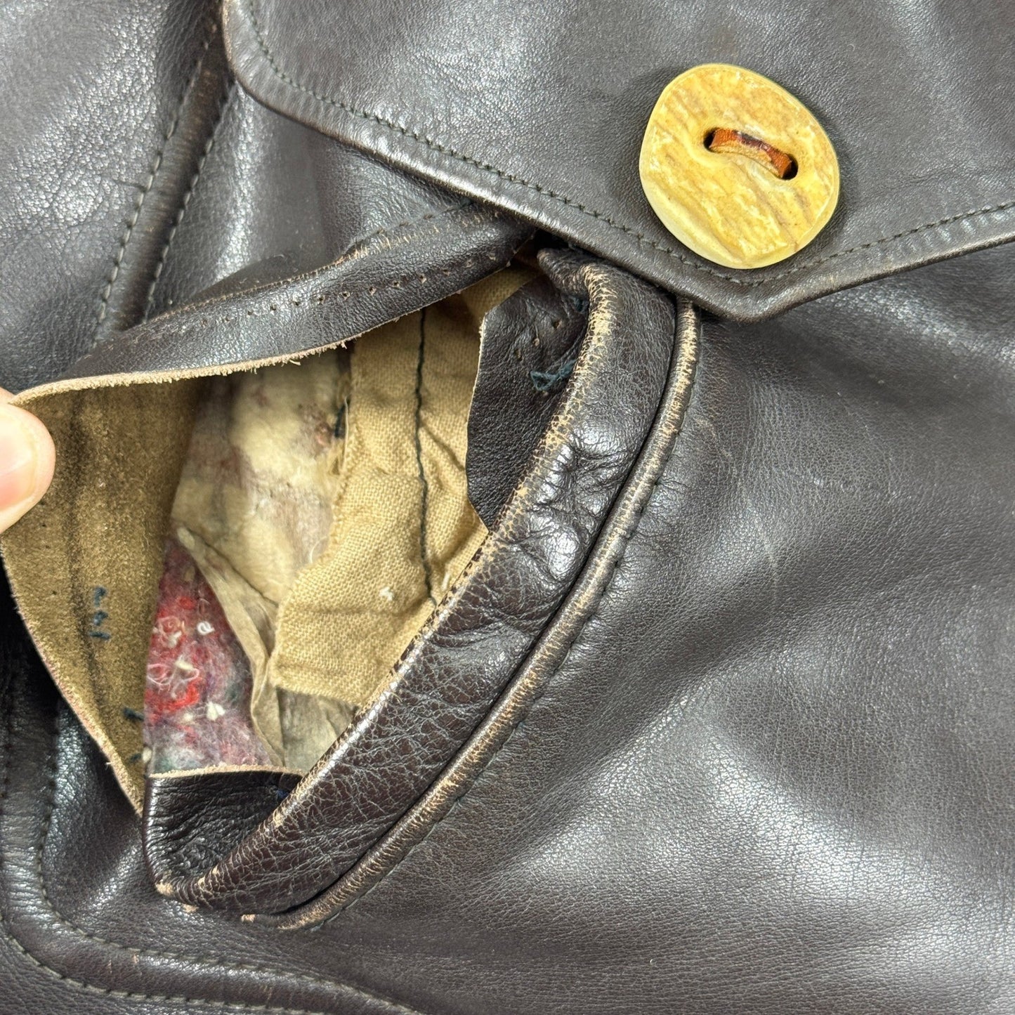 Vintage Super RARE Schott Bros Leather Coat Toggle Closure Mens Large Dark Brown