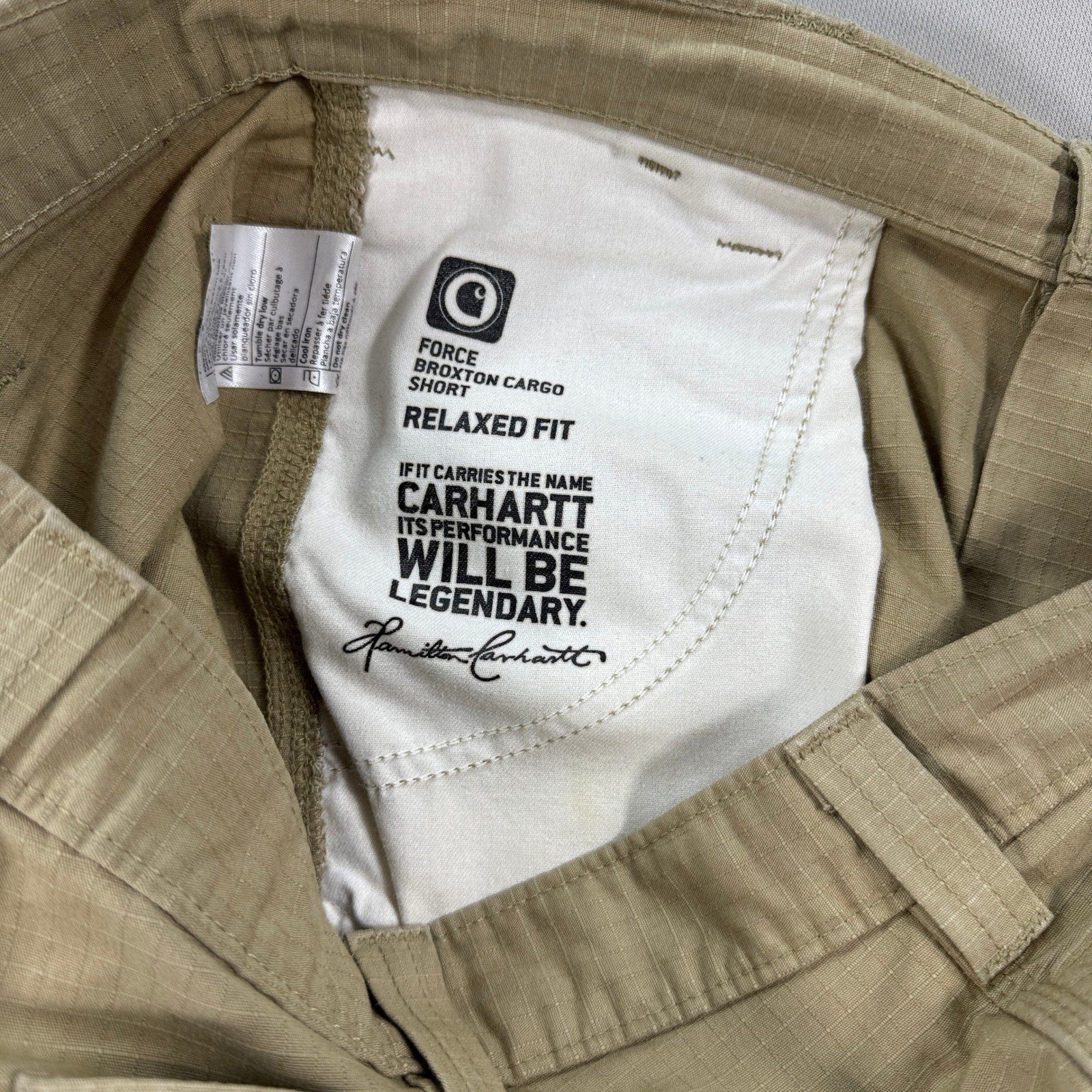 Carhartt Ripstop Cargo Shorts mens Size 33 Beige Relaxed Fit Carpenter