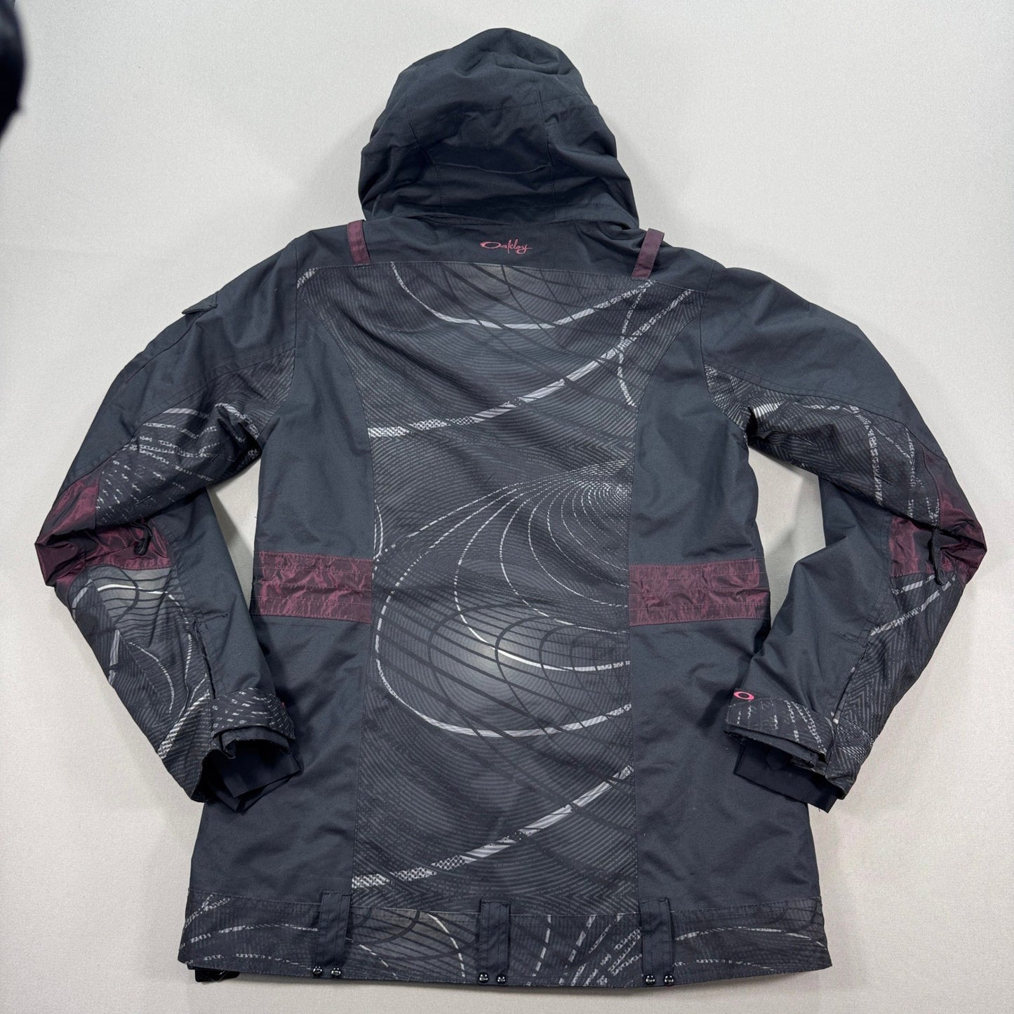 Oakley Snowboard Coat Anorak Fit Hooded Womens Large Gray Pink Insulated