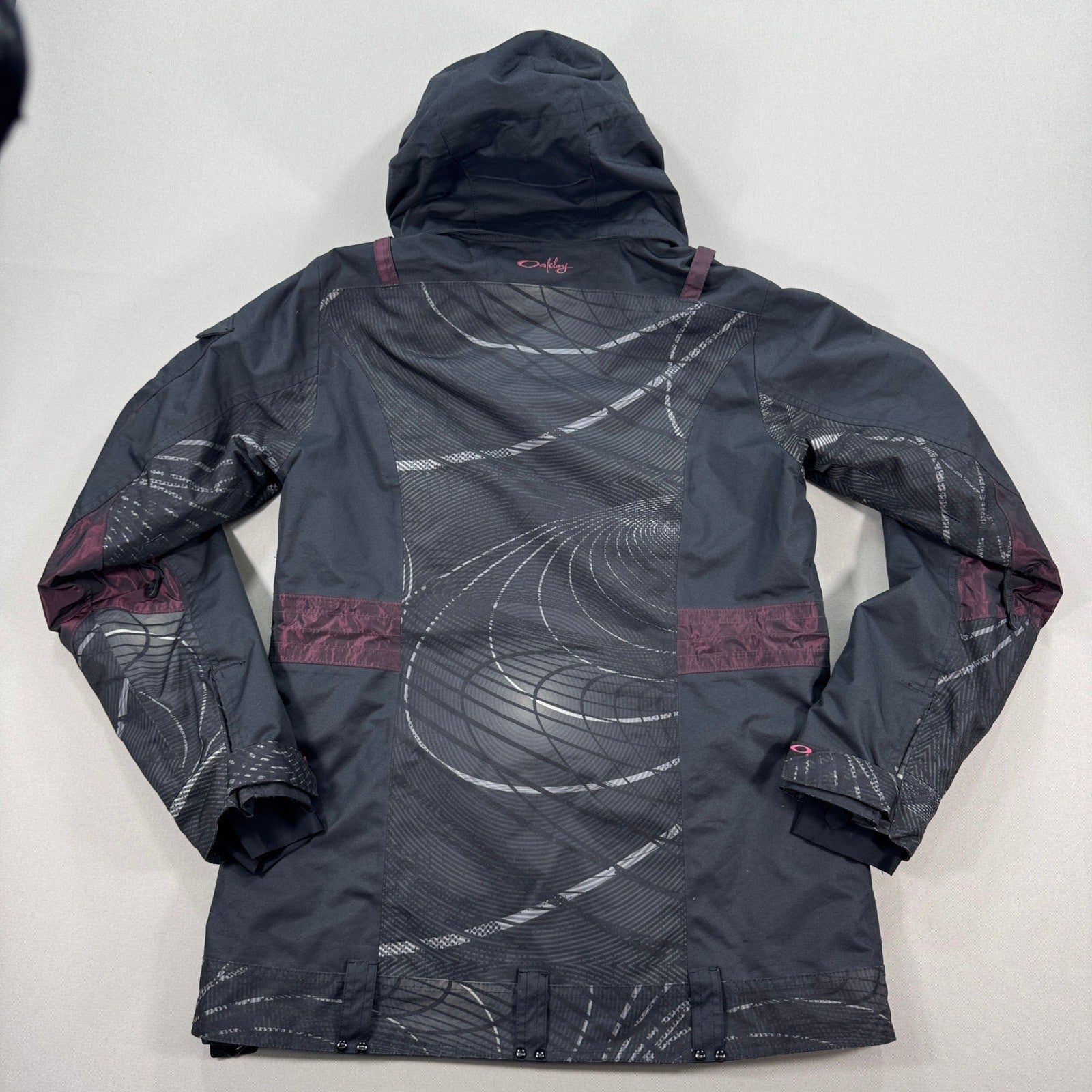 Oakley Snowboard Coat Anorak Fit Hooded Womens Large Gray Pink Insulated