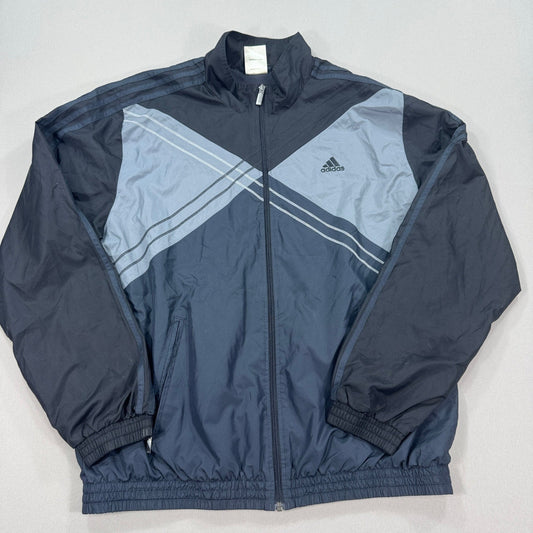 Adidas Track Jacket mens XL Black Gray Full Zip Windbreaker 2010 Lined