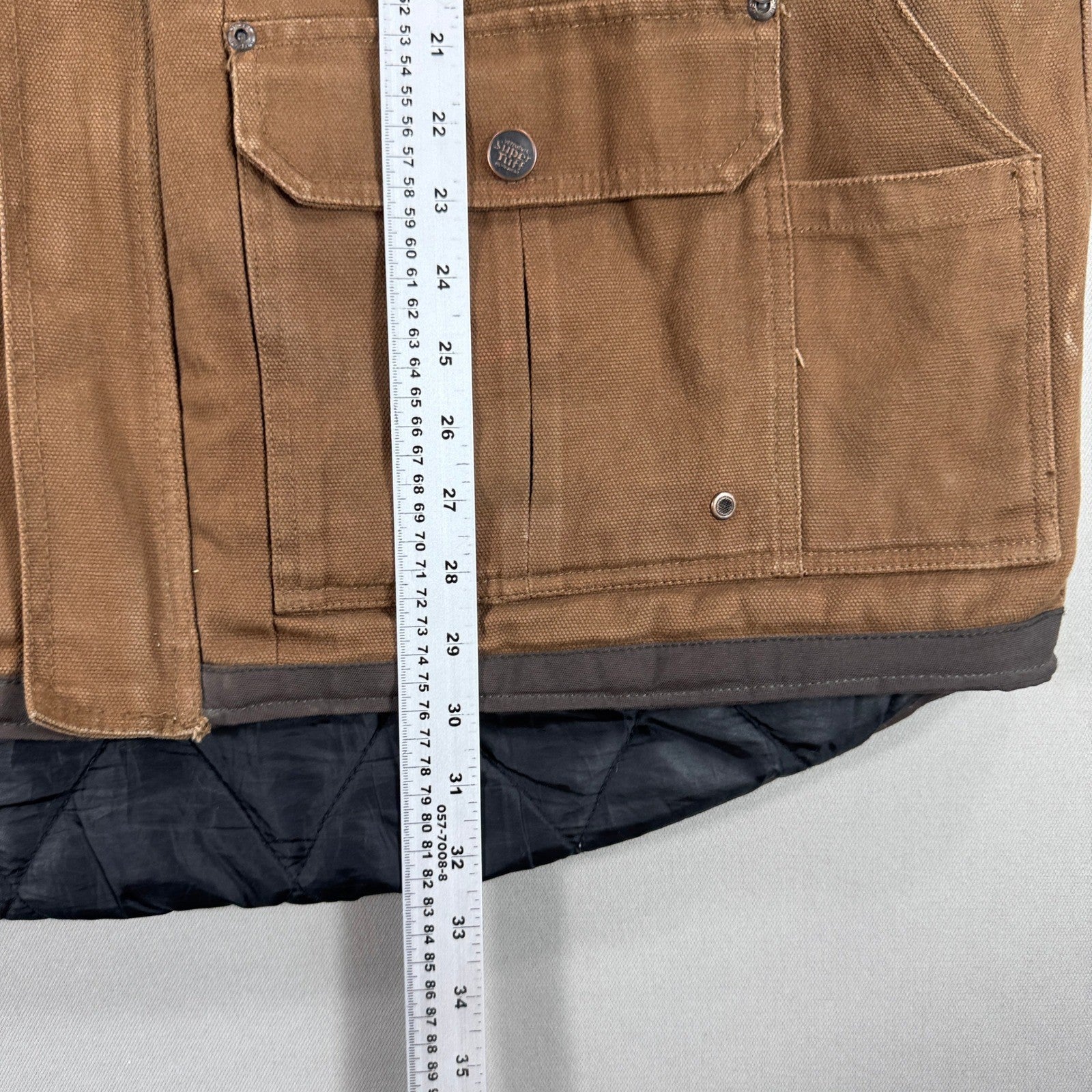 Super Tuff Work Jacket Men's XL Brown Duck Canvas Quilted Hooded Barn Coat Lined