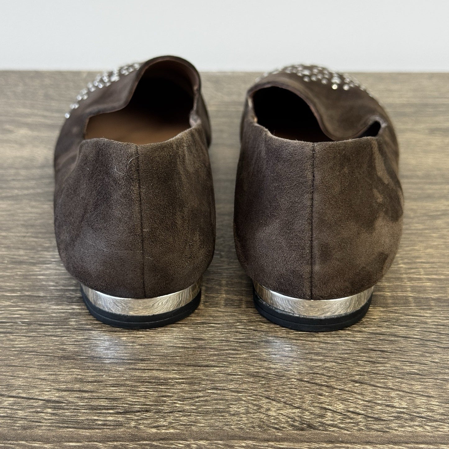 FRANCO SARTO Loafers Flats Women Size 7M Dark Brown Rhinestones