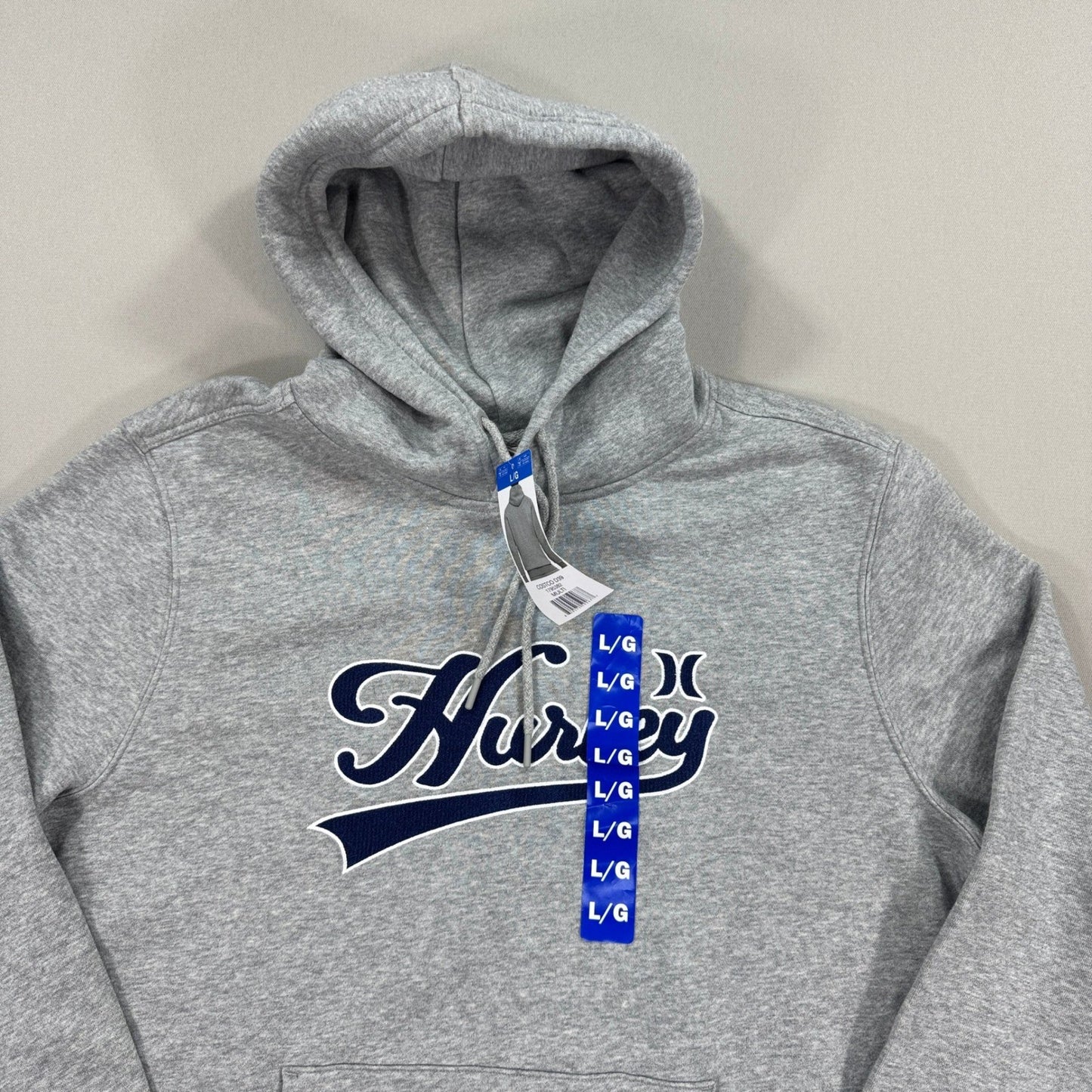 New With Tags Hurley Fleece Hoodie Mens Large Gray Sweatshirt Spell Out Pullover