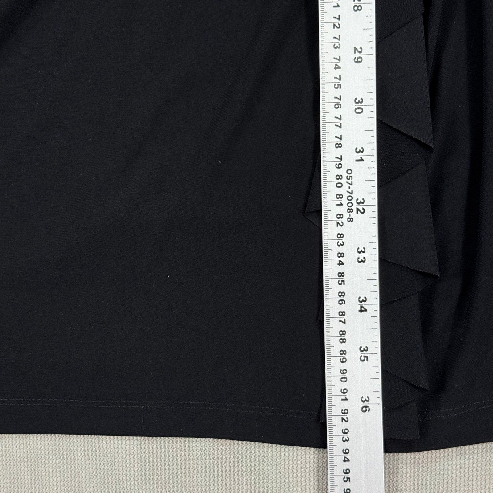 Lauren Ralph Lauren Ruched Midi Sheath Dress Black Ruffled Formal Sz 10