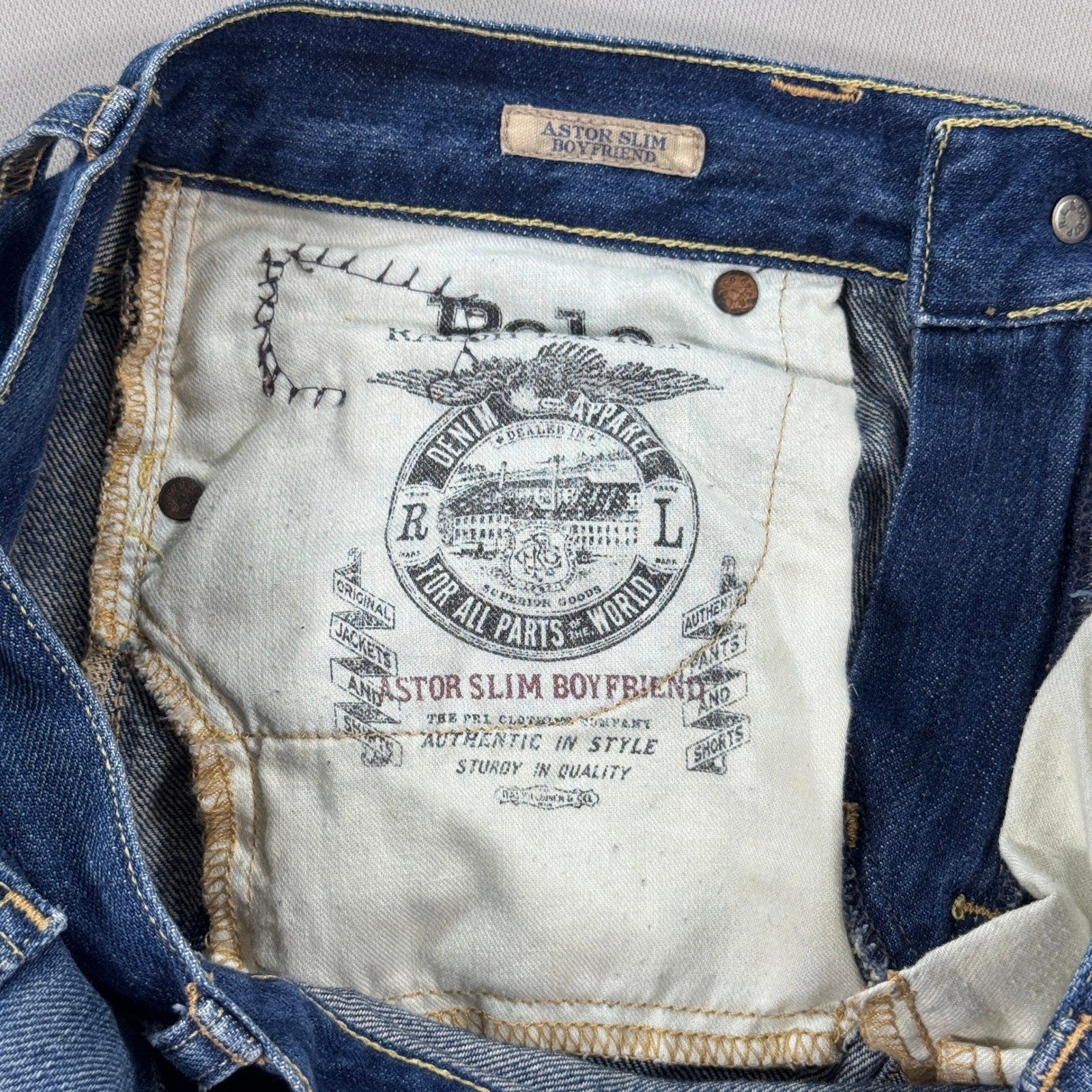 Polo Ralph Lauren Patchwork Jeans Astor Slim Boyfriend Womens Size 26