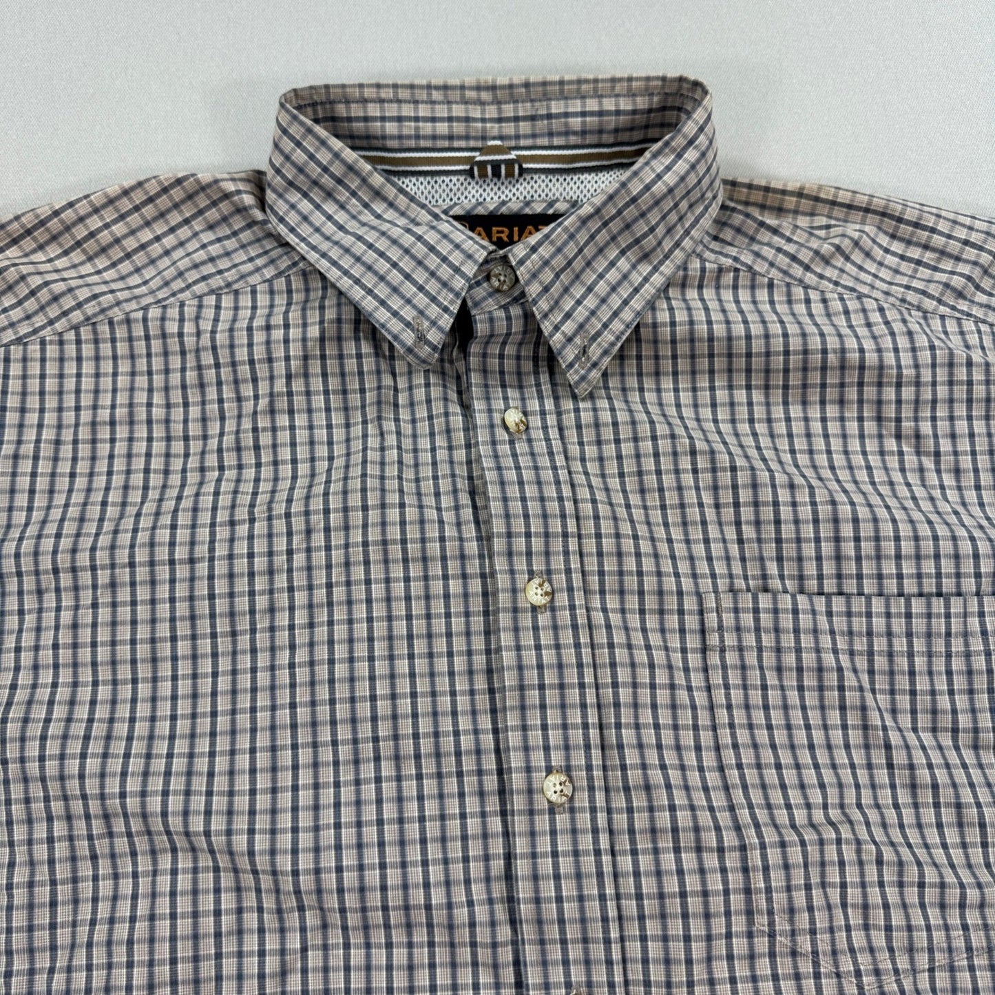 Ariat Pro Series Button Down Shirt mens 2XL Plaid Checkered Long Sleeve