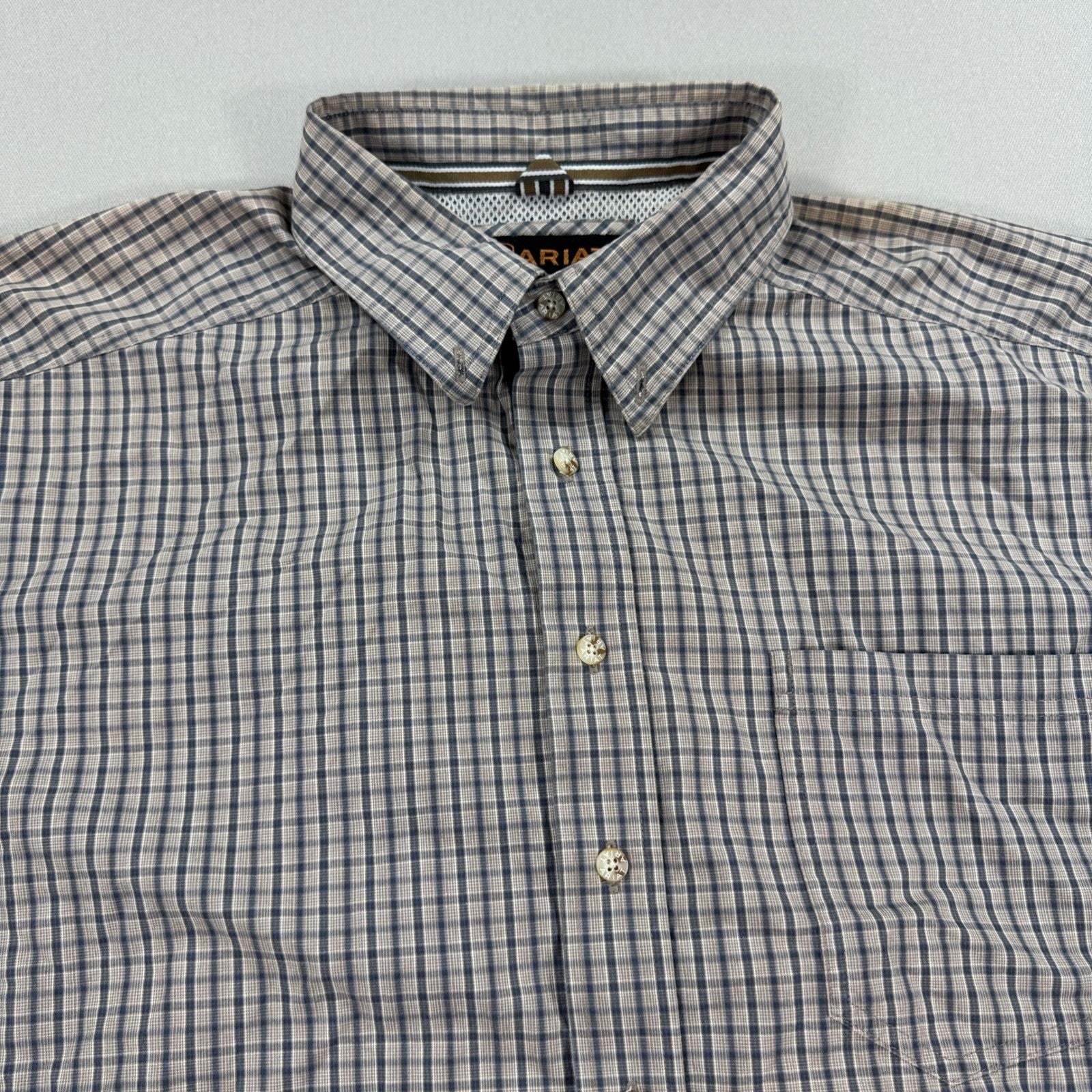 Ariat Pro Series Button Down Shirt mens 2XL Plaid Checkered Long Sleeve
