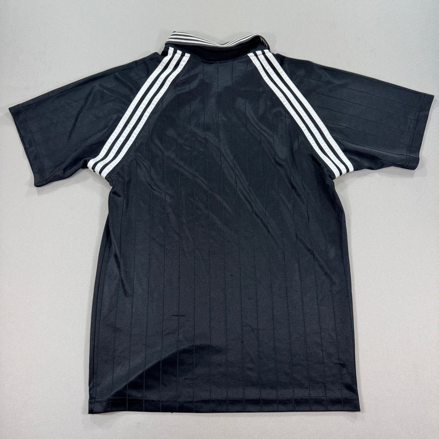 Vintage Adidas Golf Polo Shirt Men's Small Black Pinstripe Short Sleeve Trefoil