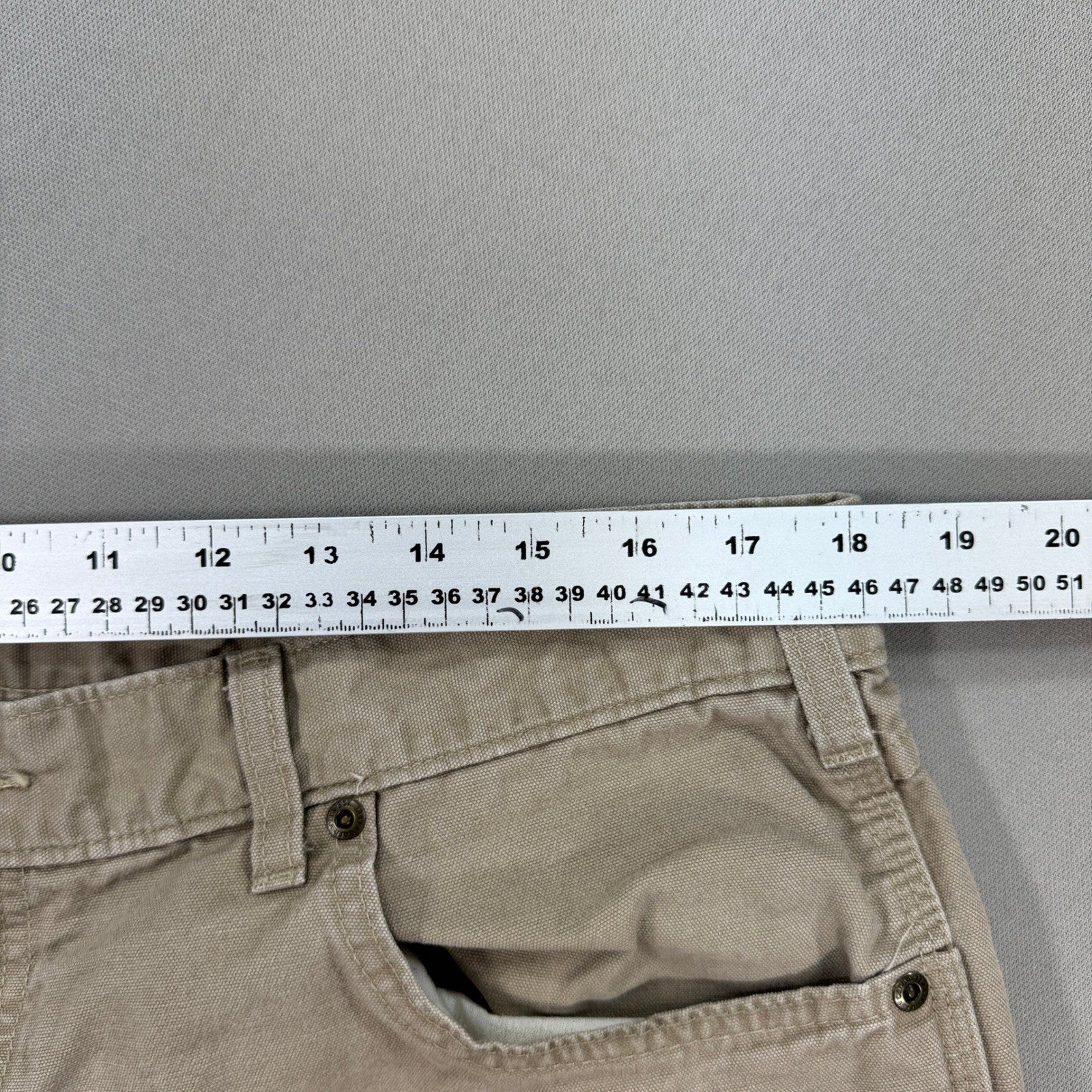 Carhartt B159-GKH Carpenter Pants mens 38x30 Beige Loose Fit Cotton Workwear