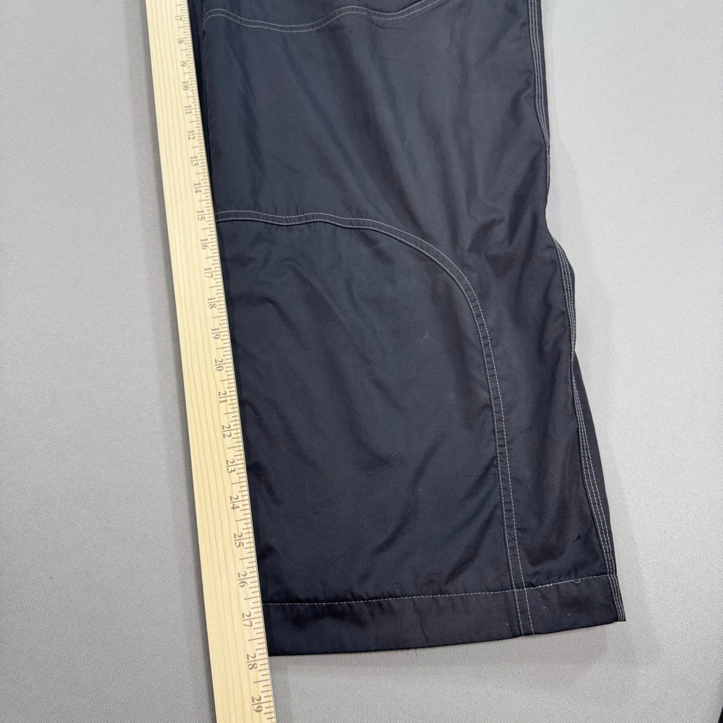 Vintage Nike Nylon Track Pants Wide Leg mens Large Windbreaker Drawstring Black