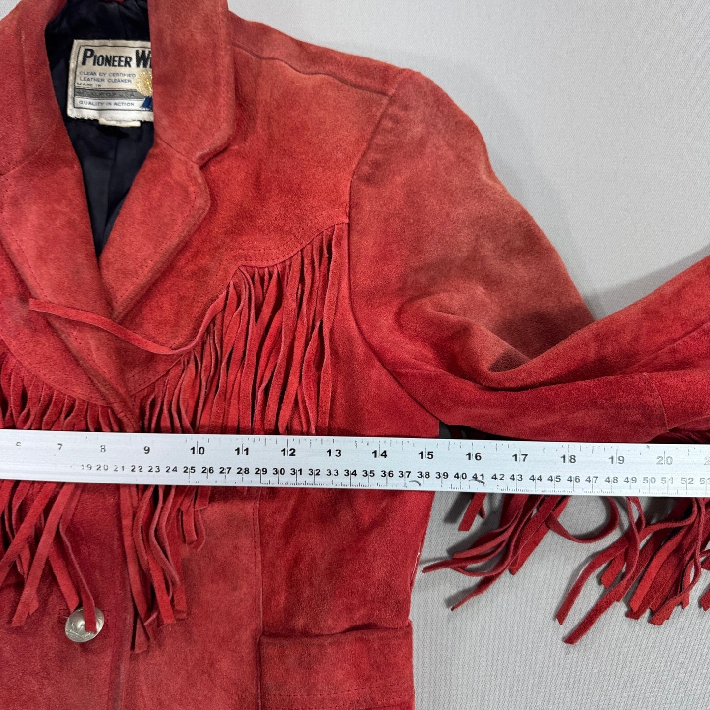 Vintage Pioneer Wear Suede Fringe Jacket Womens Sz 8 Red Cropped Western 70s/80s