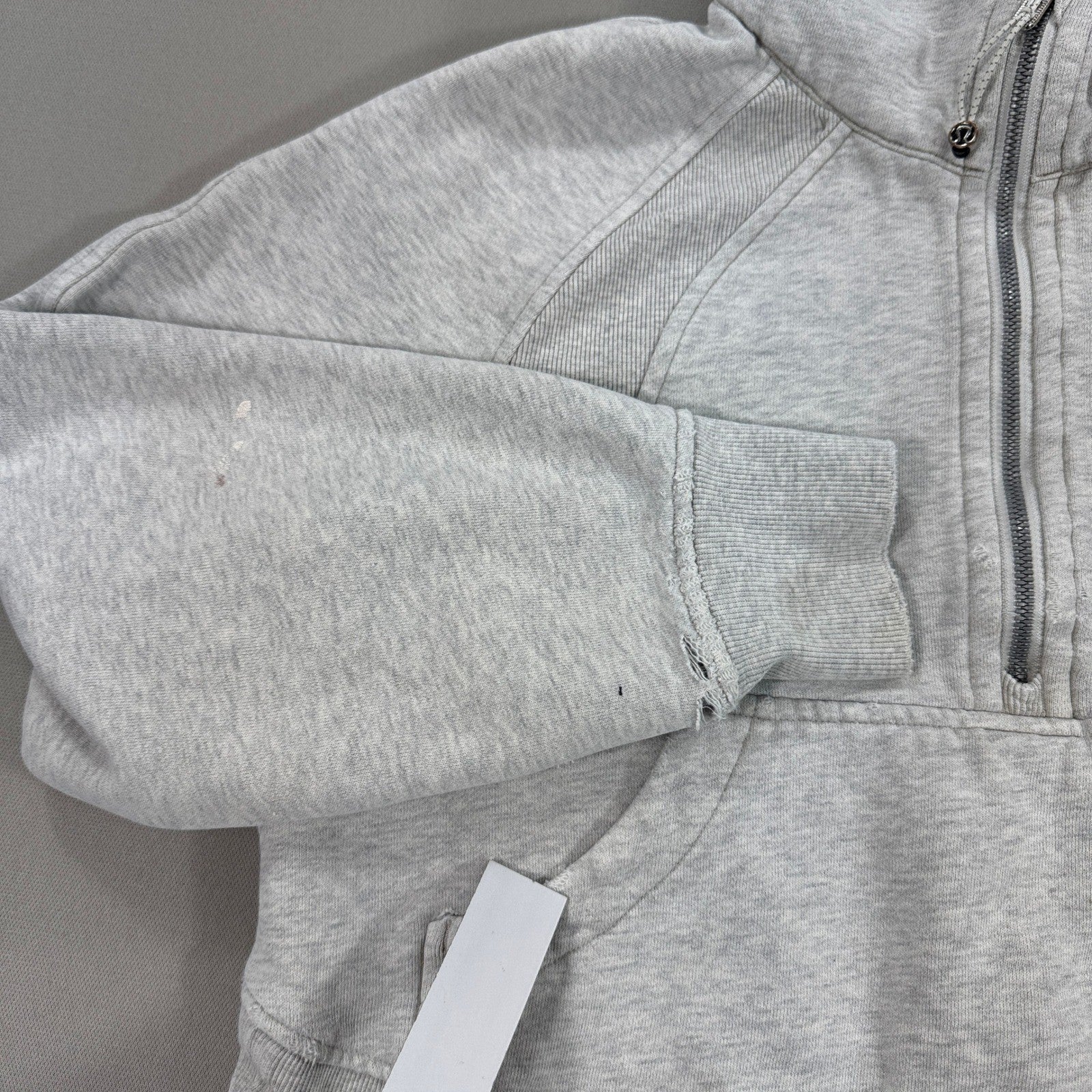 Lululemon Scuba Hoodie Womens XS/S Gray Boxy Fit 1/2 Zip Oversized Crop Thrashed