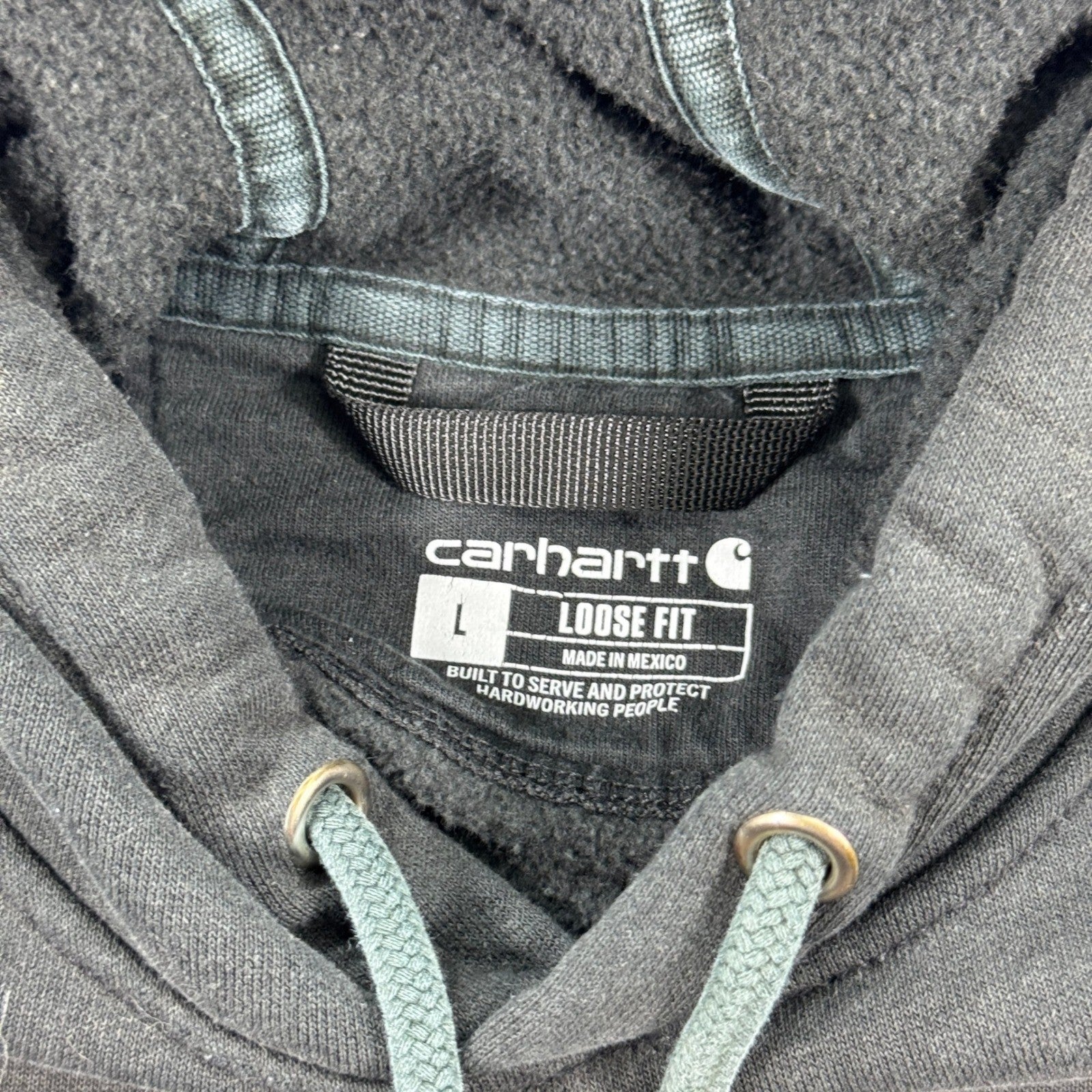 Carhartt K121 Hoodie Men's Large Black Loose Fit Pullover Sweatshirt Midweight