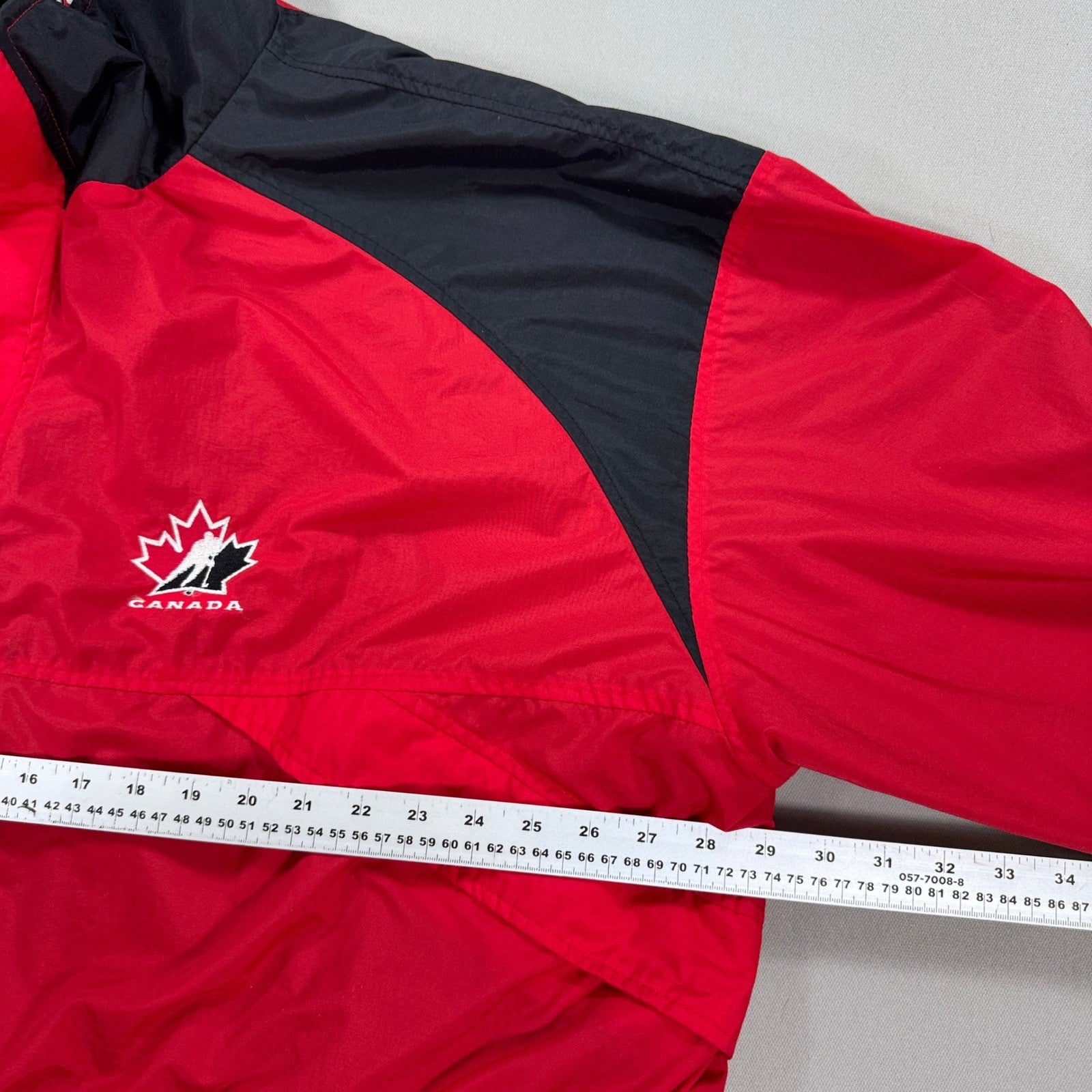 VTG Nike Canada Olympic Team Windbreaker Jacket Mens 2XL Red Black Full Zip Snap