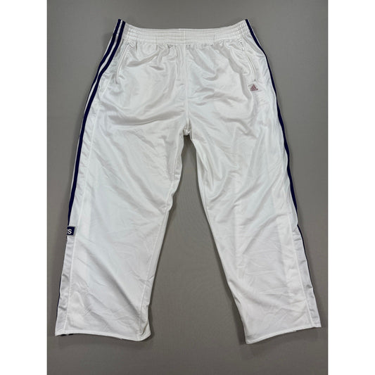 Vintage Adidas Track Pants mens XL White Three Stripe Side Snap Wide Leg Y2K