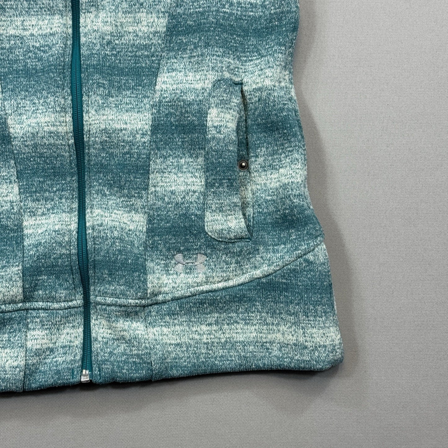 Under Armour Cold Gear Sweatshirt Womens Medium Green Striped Hoodie Full Zip