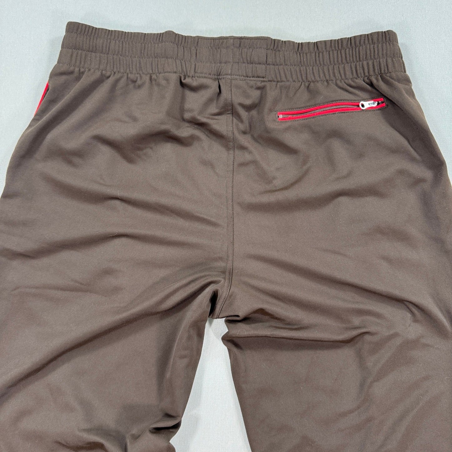 Nike Track Pants Red Tab mens Large Brown Gold Logo Sweatpants Zipped Pockets