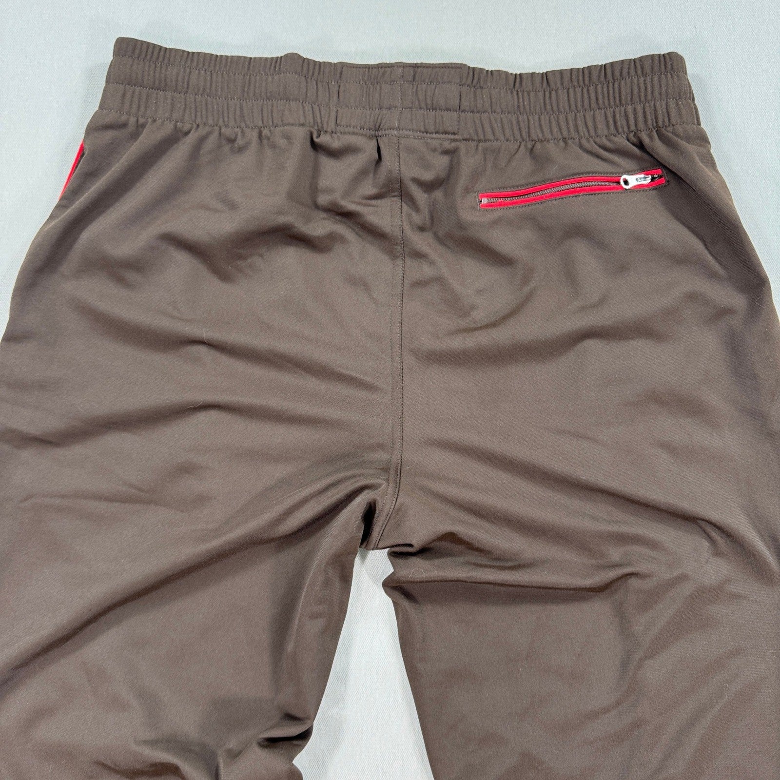 Nike Track Pants Red Tab mens Large Brown Gold Logo Sweatpants Zipped Pockets