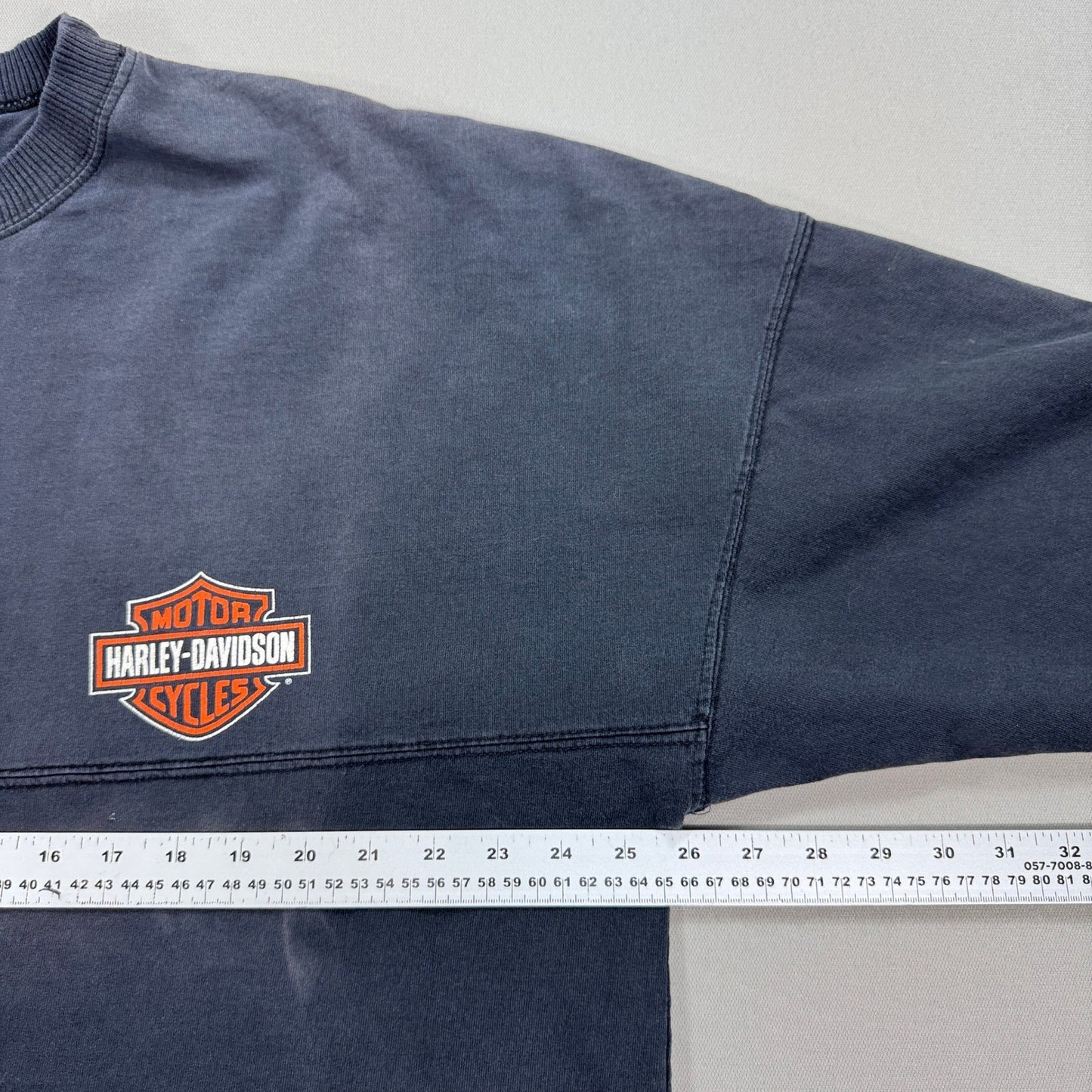 VTG Harley Davidson Long Sleeve T-Shirt mens 2XLT Black Big Spell Out Crewneck