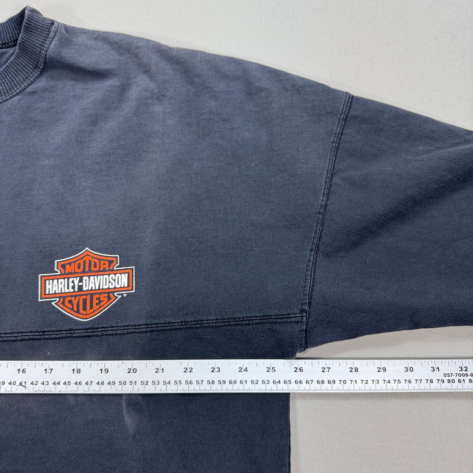 VTG Harley Davidson Long Sleeve T-Shirt mens 2XLT Black Big Spell Out Crewneck