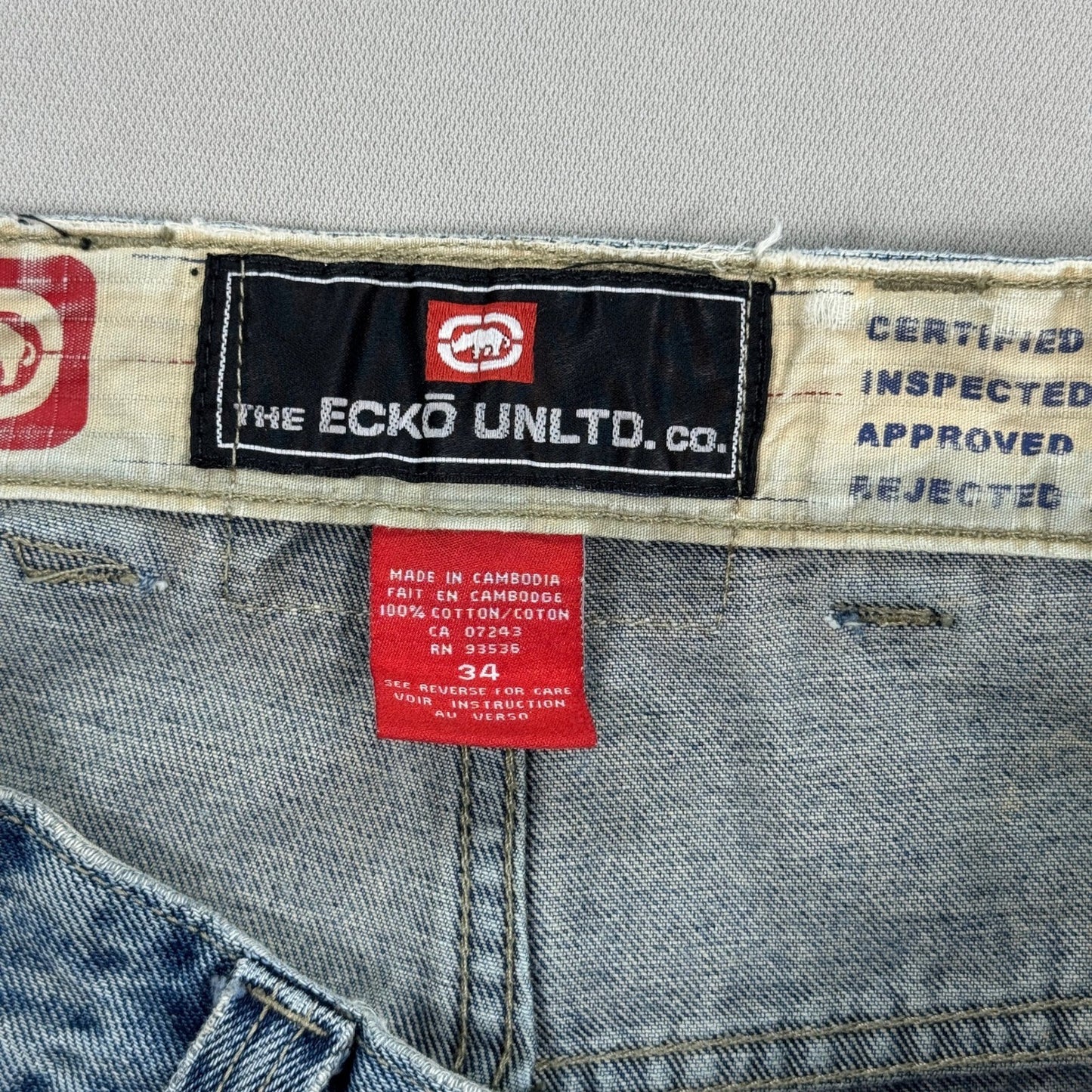 Ecko Unltd. Carpenter Jeans mens Sz 34 Denim Cargo Pockets Baggy Distressed Y2K