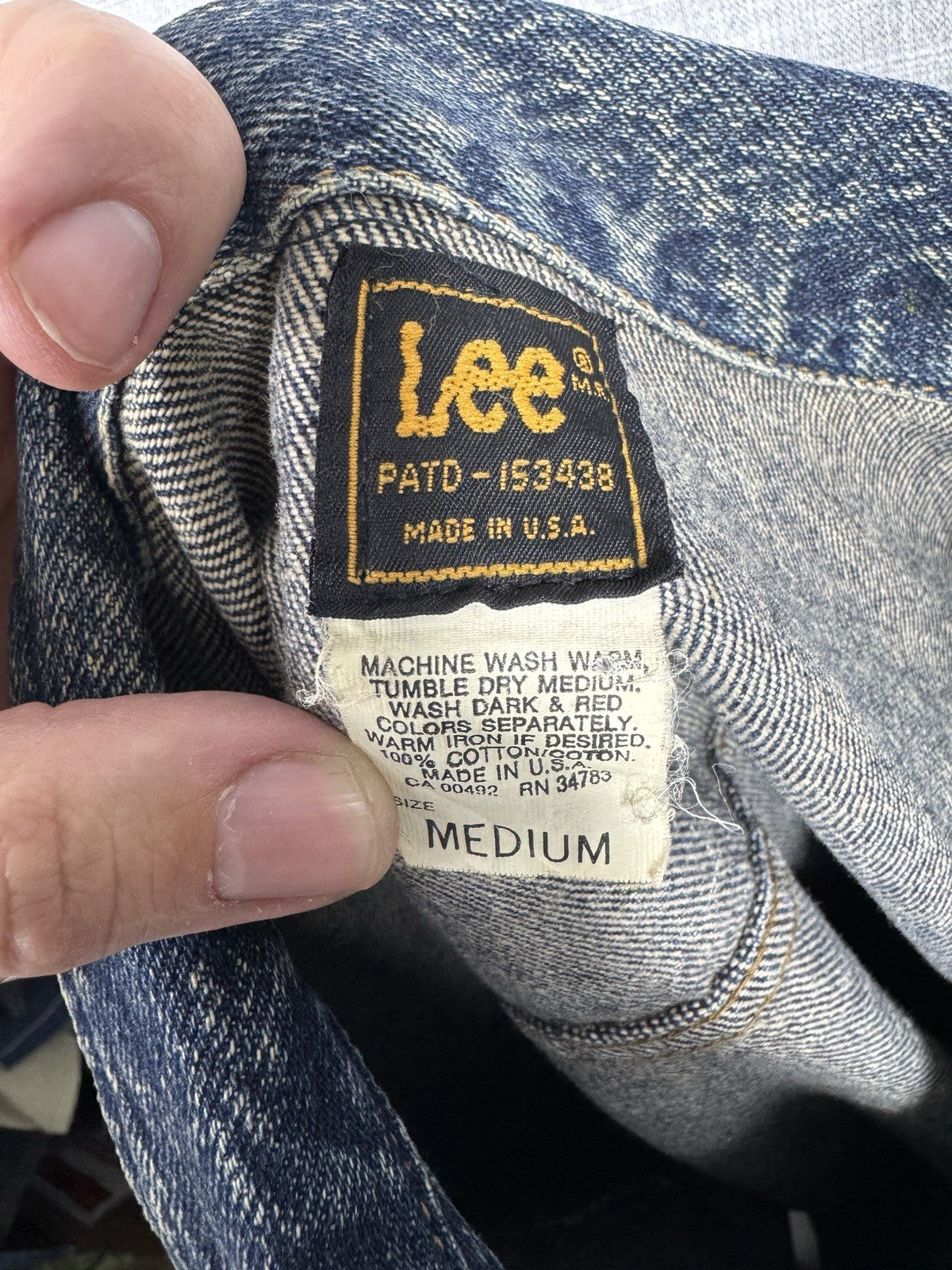 Vintage Lee Riders Jean Jacket Denim Trucker 80s 153438 Mens Size M Made In USA