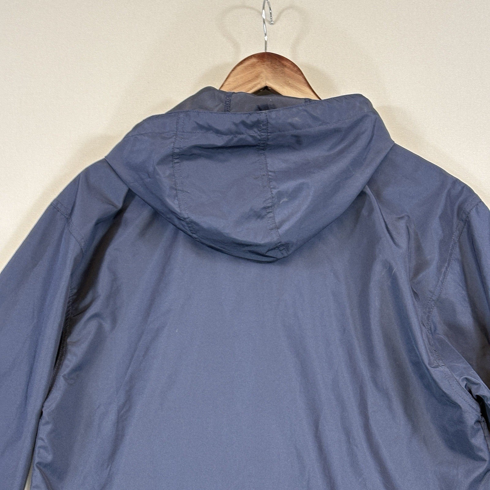 Champion mens Navy Blue Windbreaker Rain Jacket Hooded Pullover Half Zip Small