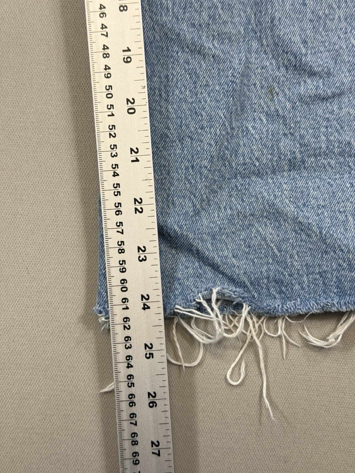 Vintage Levi's Big E Cut Off Crop Flare Womens 28x26 Button Fly Blue Denim Jeans