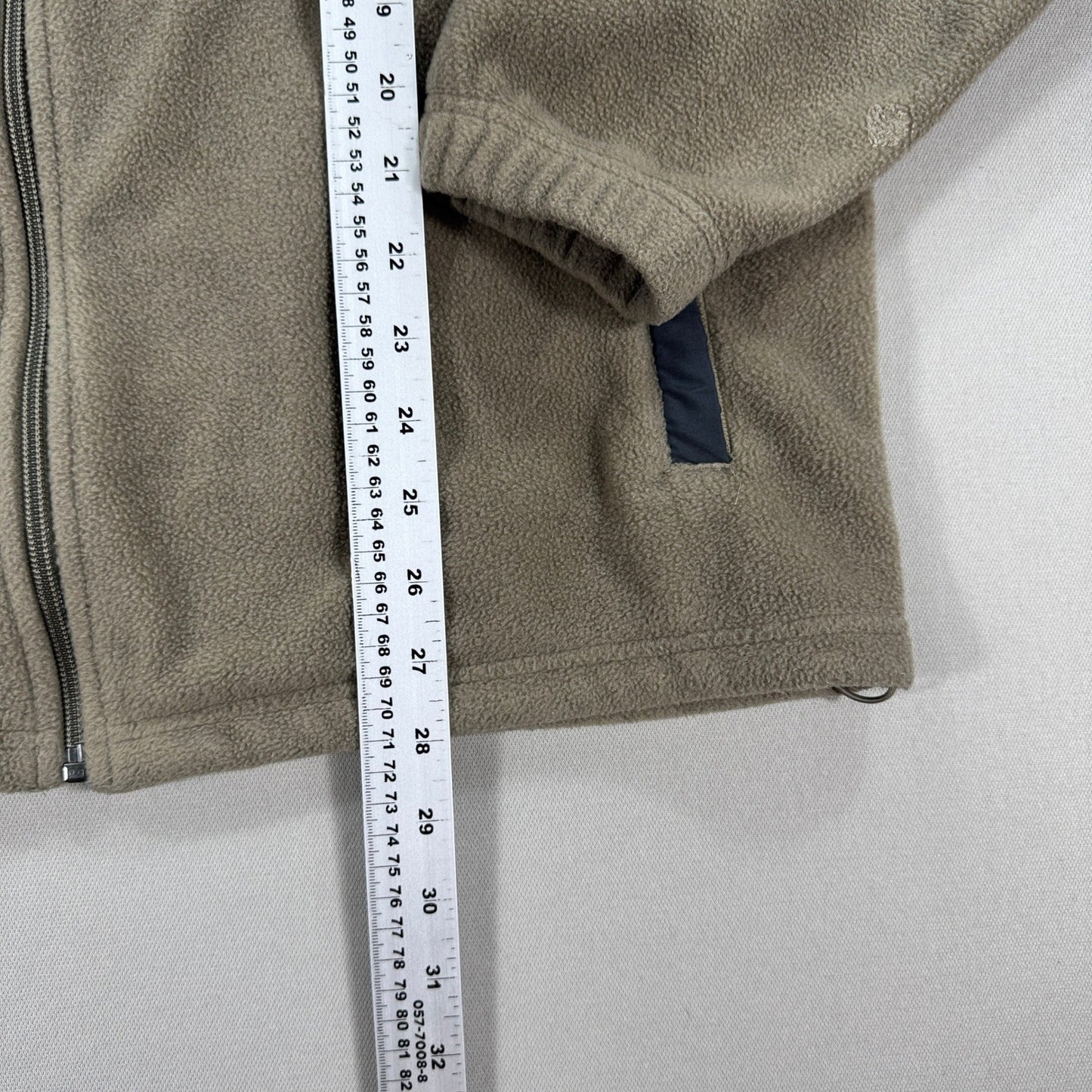 Columbia Fleece Jacket mens Large Brown Full Zip Mock Neck Patch Zipped Pockets