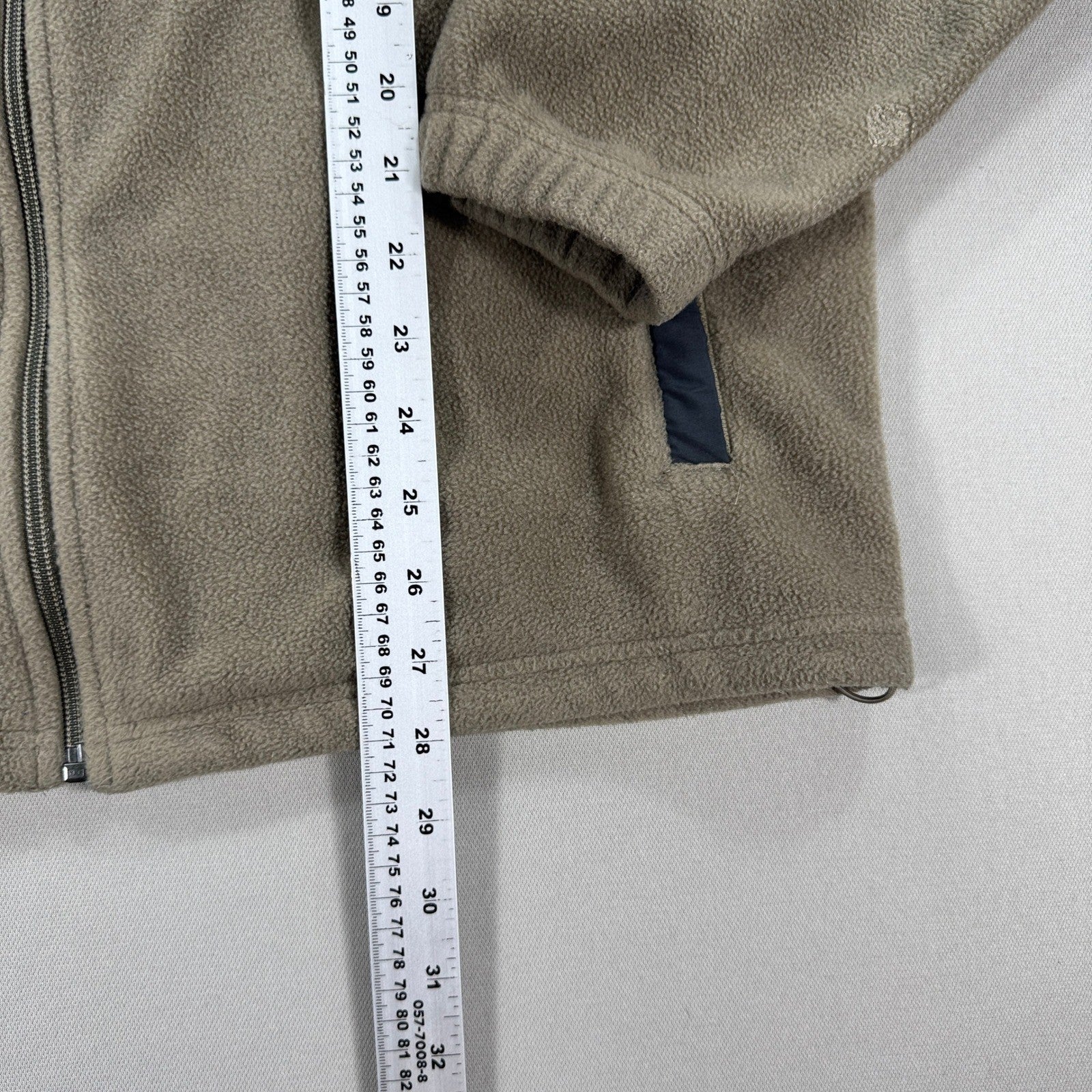 Columbia Fleece Jacket mens Large Brown Full Zip Mock Neck Patch Zipped Pockets