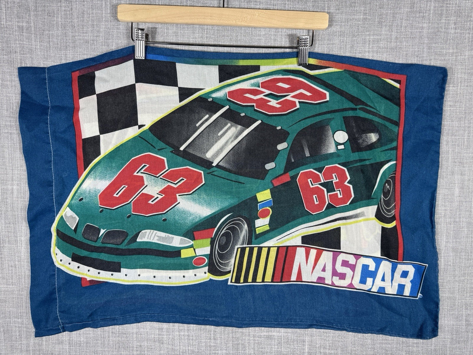 Nascar Standard Pillowcases Car 63 Car 53 Vintage 90s Size 20x30 Double Sided