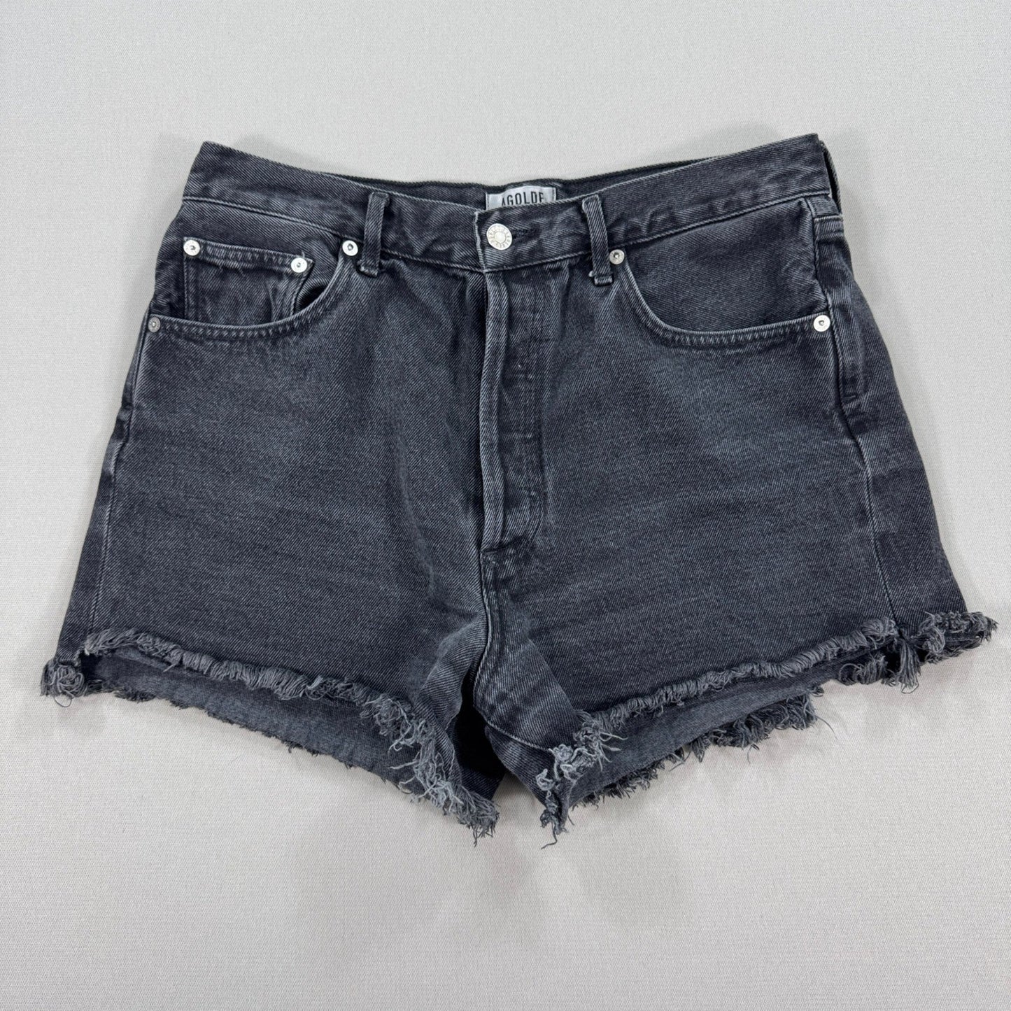 AGOLDE Cutoff Denim Shorts Womens Size 31 High Rise Distressed Button Fly