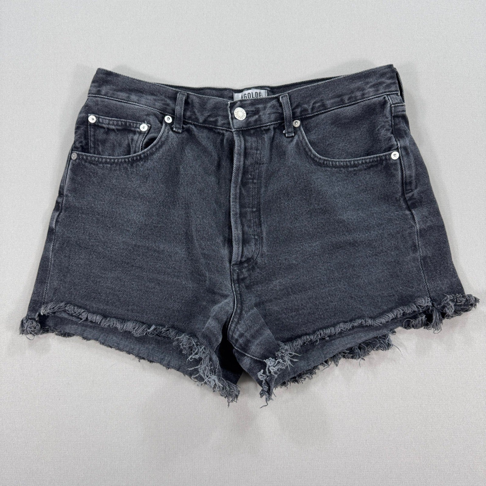 AGOLDE Cutoff Denim Shorts Womens Size 31 High Rise Distressed Button Fly