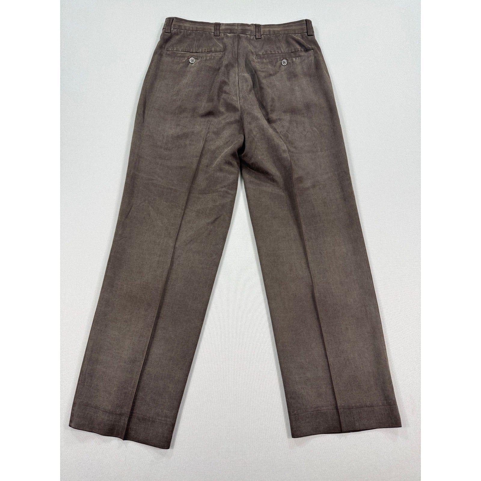 Vintage Tommy Bahama Dress Pants mens 30x34 Brown 100% Silk Pleated Front