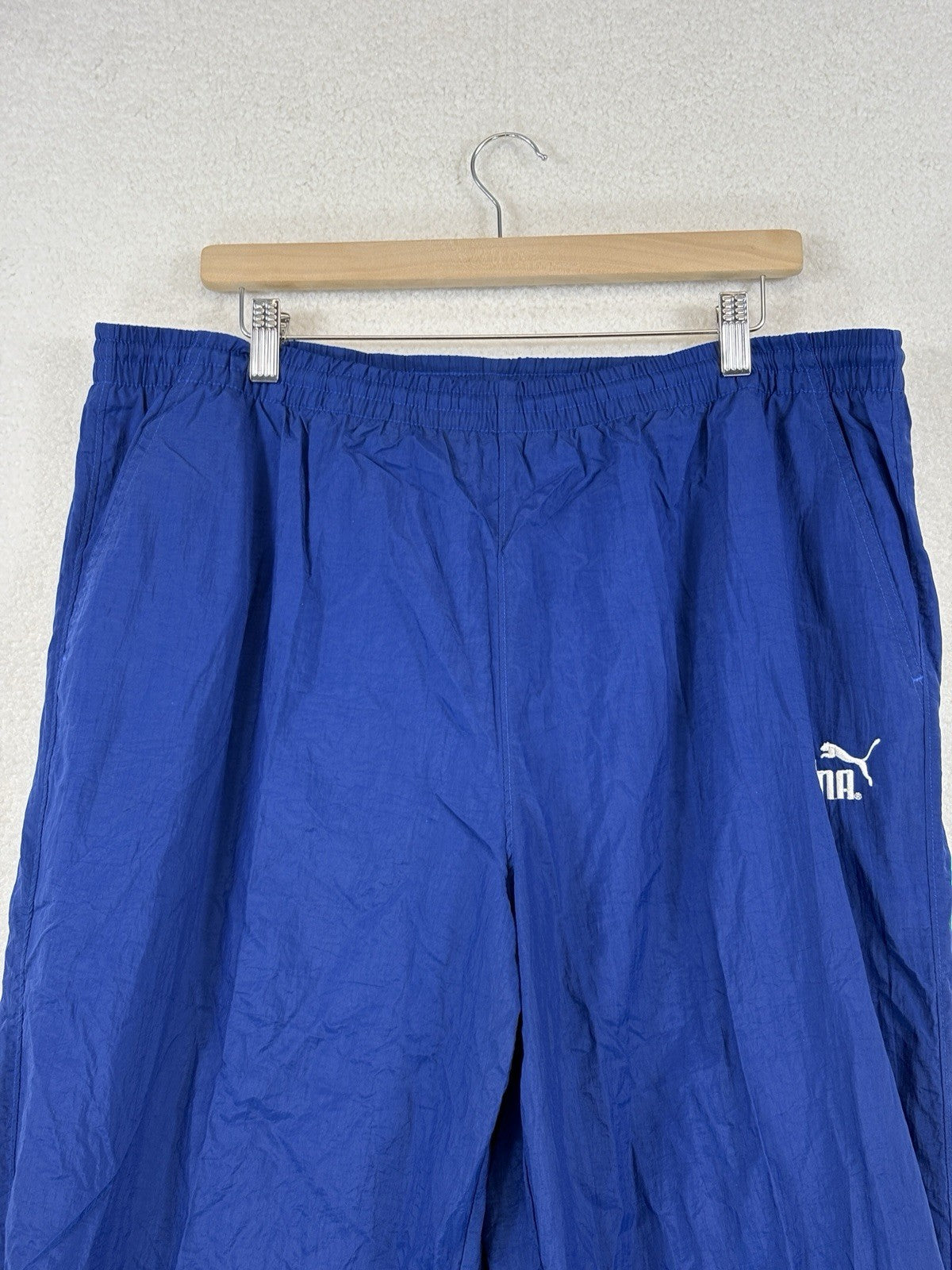 Vintage Puma Track Pants Y2K Mens Large Blue Windbreaker Sweatpants Athletic NEW